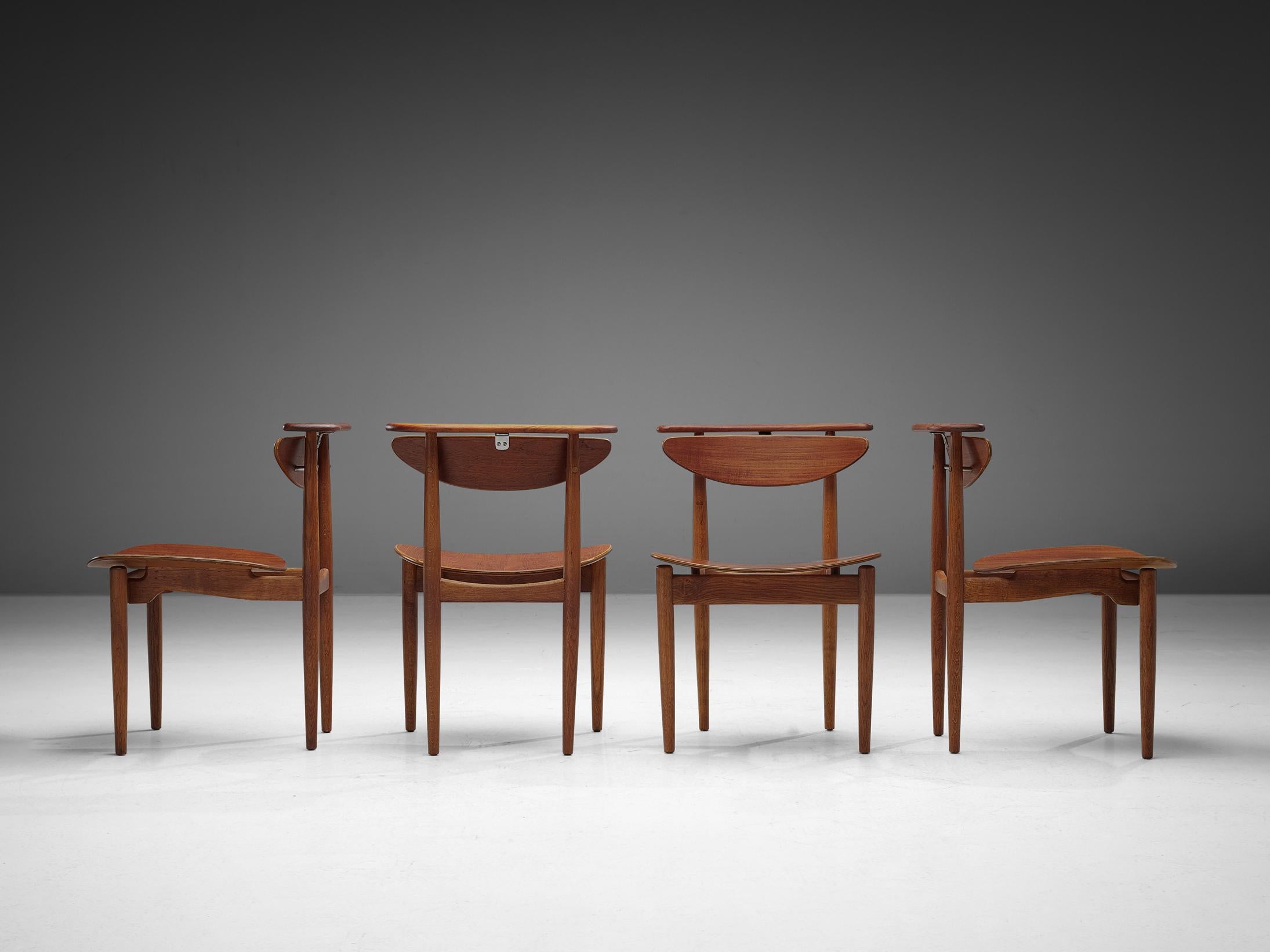 Mid-20th Century Finn Juhl for Bovirke Set of Four 'Reading Chairs' in Teak