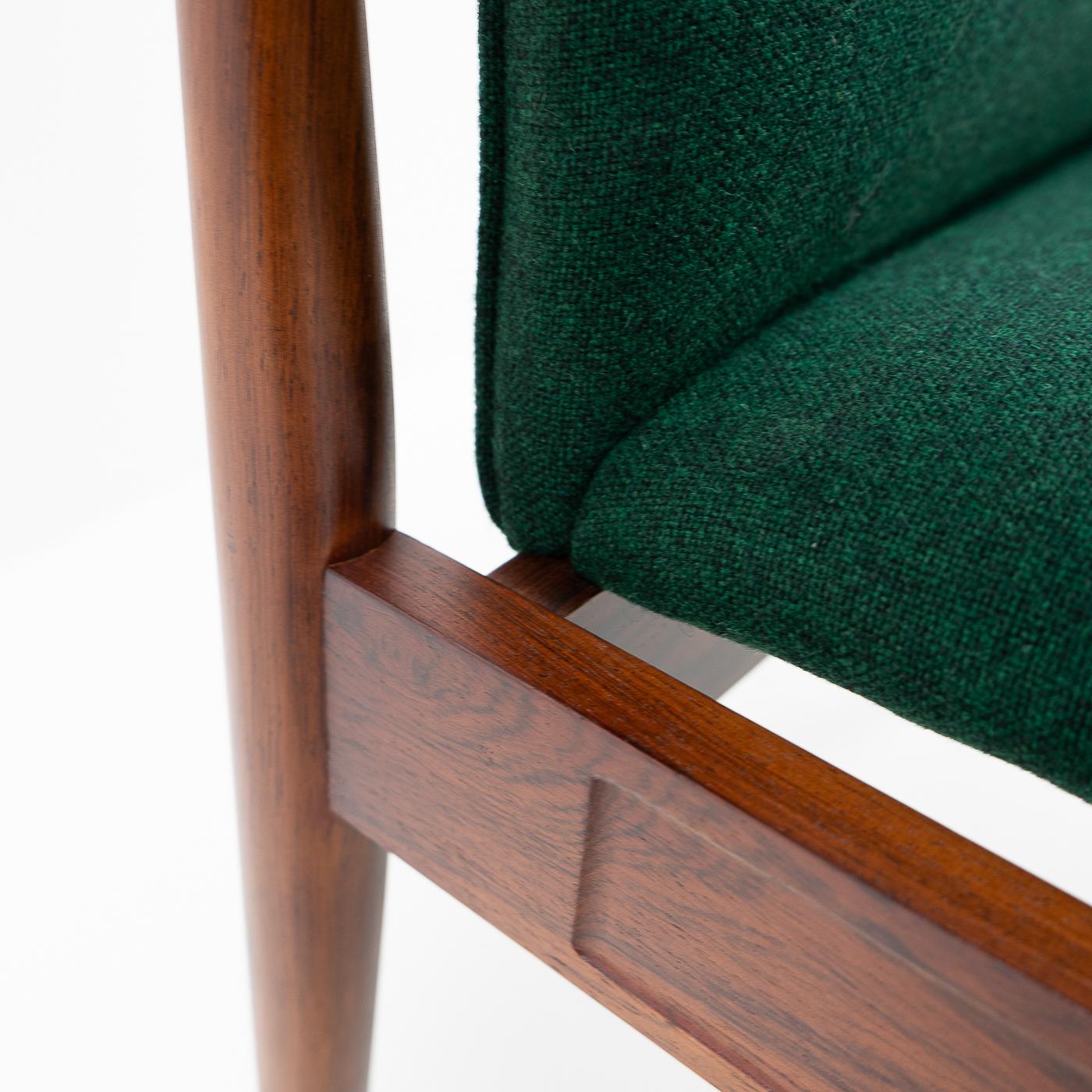 Wool Finn Juhl for France and Son, Diplomat Armchair in Rosewood, 1950s For Sale