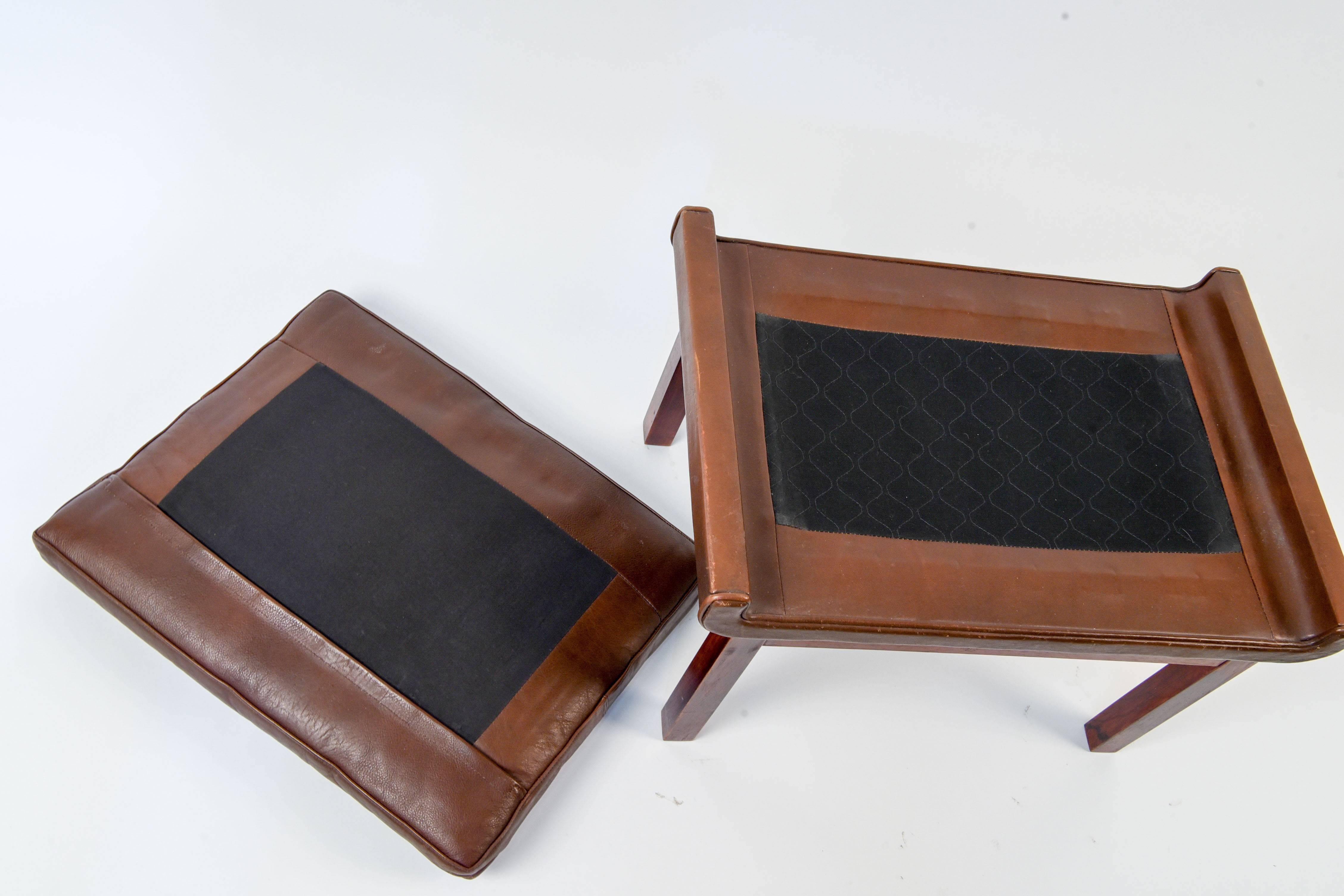 Mid-20th Century Finn Juhl for France and Son Rosewood and Leather Stool