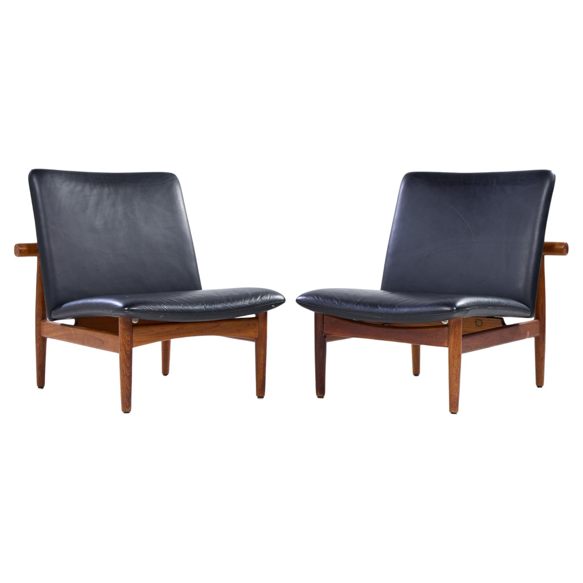 Finn Juhl for France and Sons FD137 Danish Teak Japan Lounge Chairs - Pair