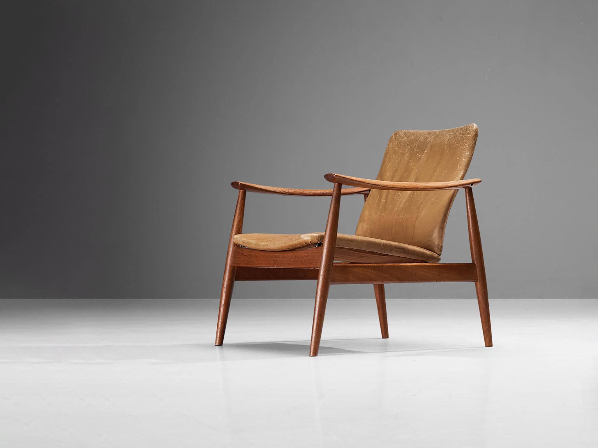 Finn Juhl für France & Søn Lounge Chair aus Teakholz und Leder im Angebot 1