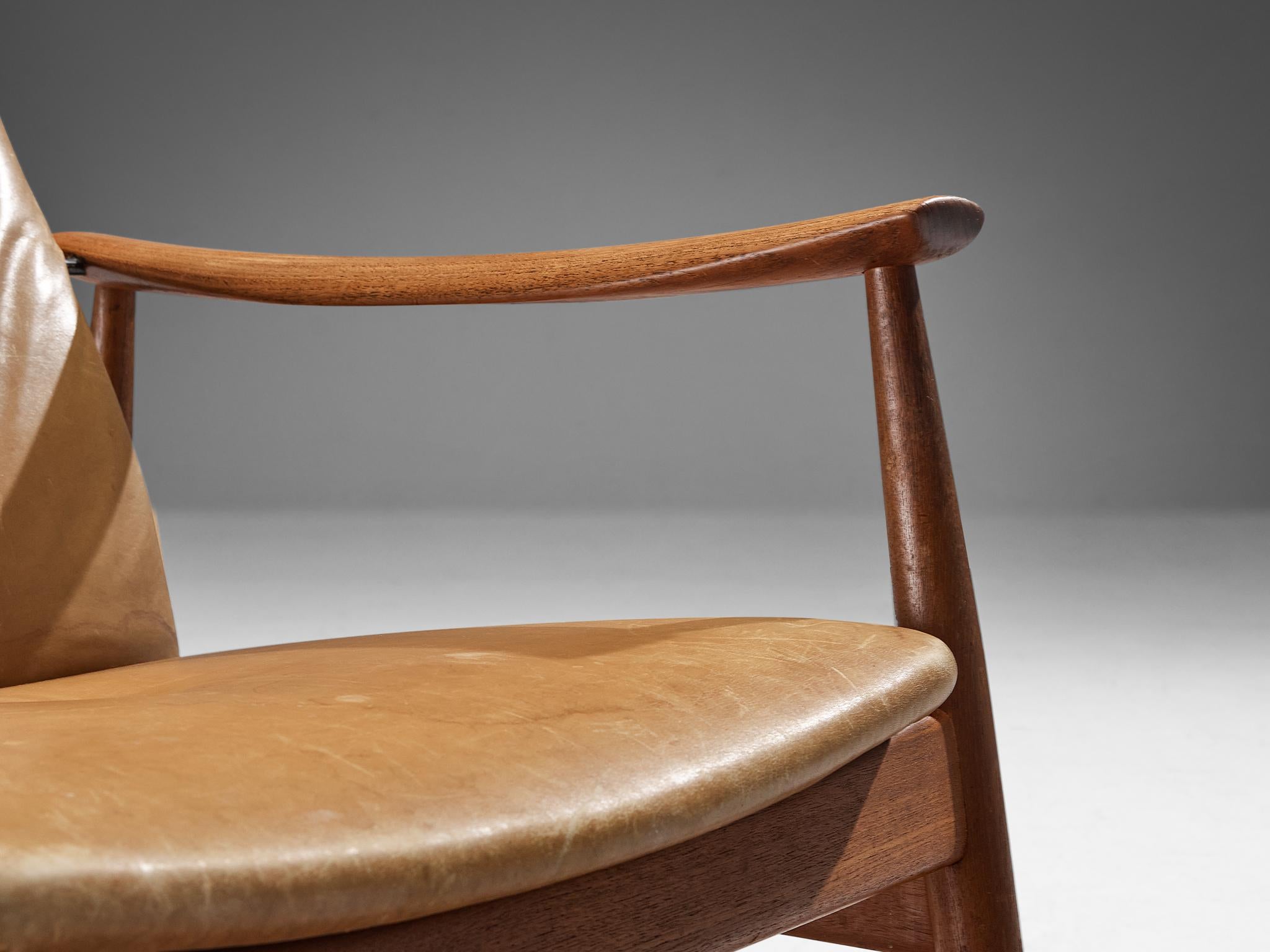 Finn Juhl für France & Søn Lounge Chair aus Teakholz und Leder im Angebot 2
