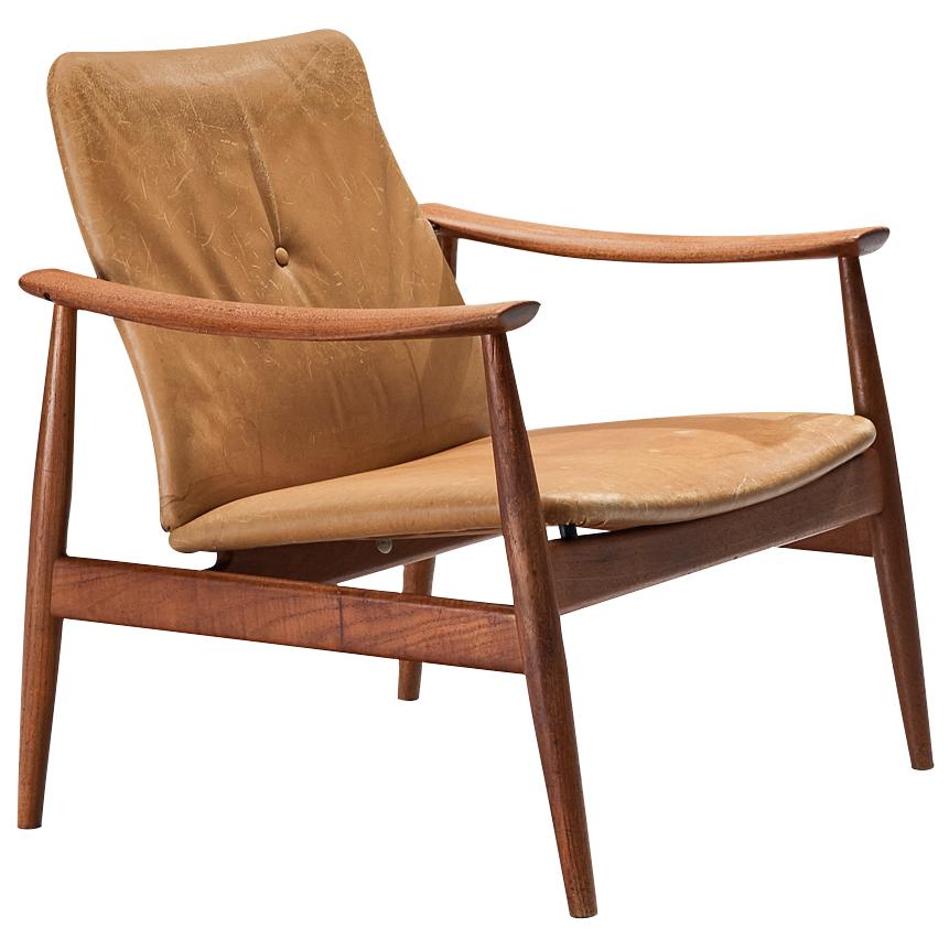 Finn Juhl für France & Søn Lounge Chair aus Teakholz und Leder im Angebot