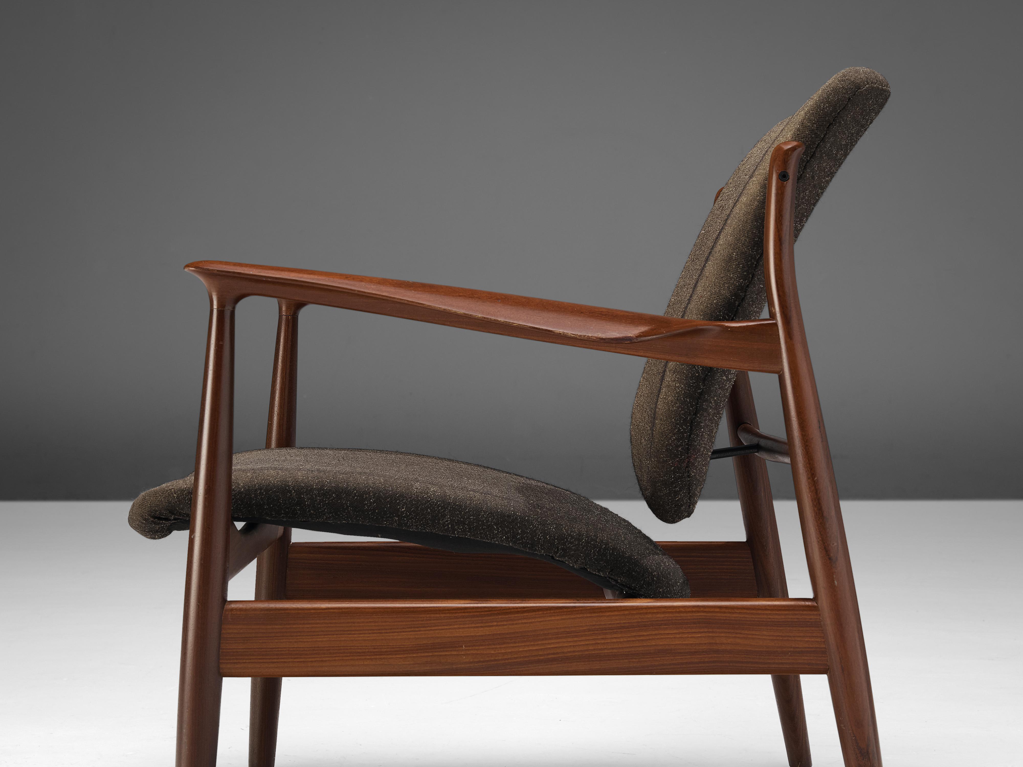 Early Model Finn Juhl for France & Søn Pair of Lounge Chairs in Teak  For Sale 3