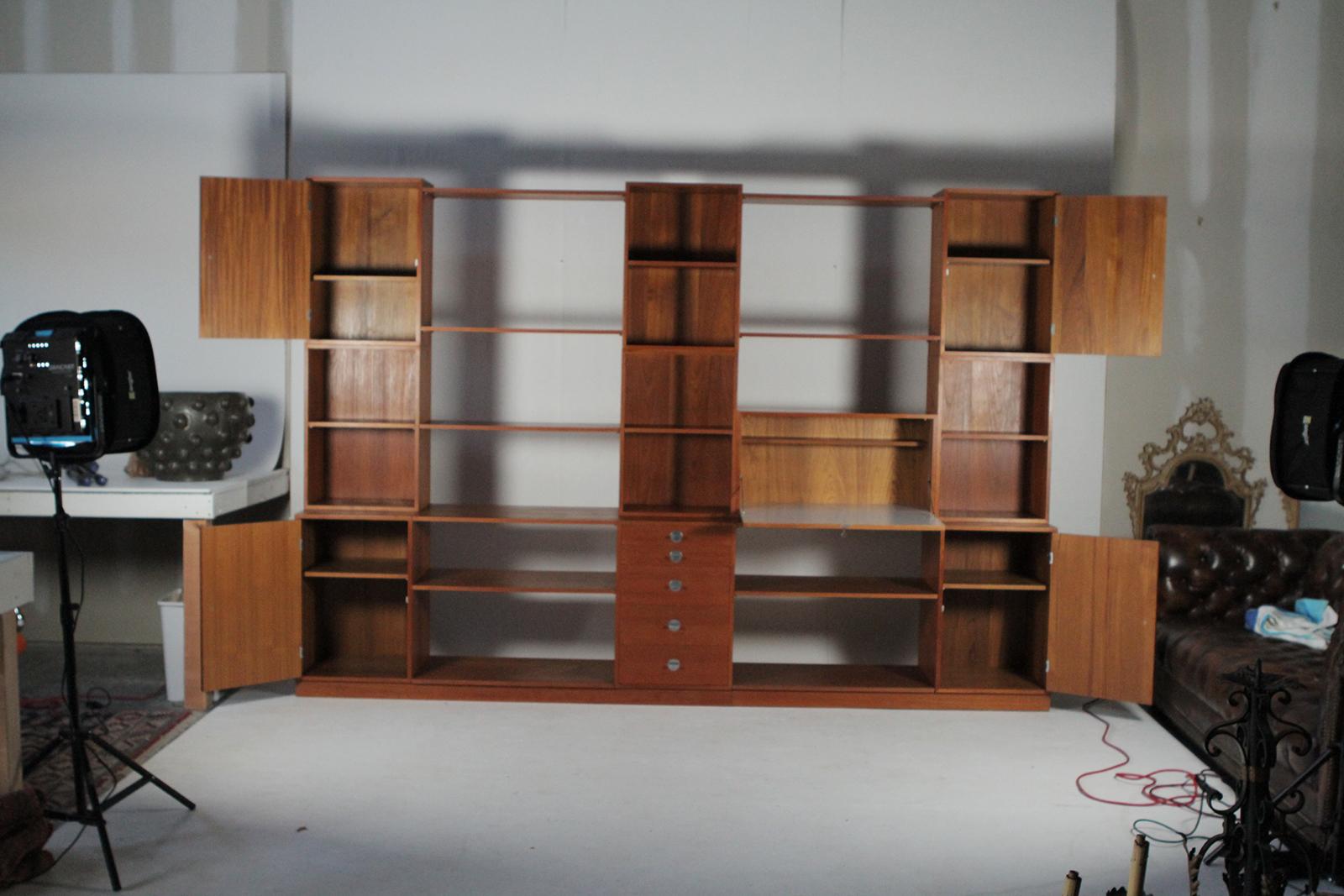 Danish Finn Juhl For France & Son Cresco Modular Teak Wall Unit & Secretar, circa 1960