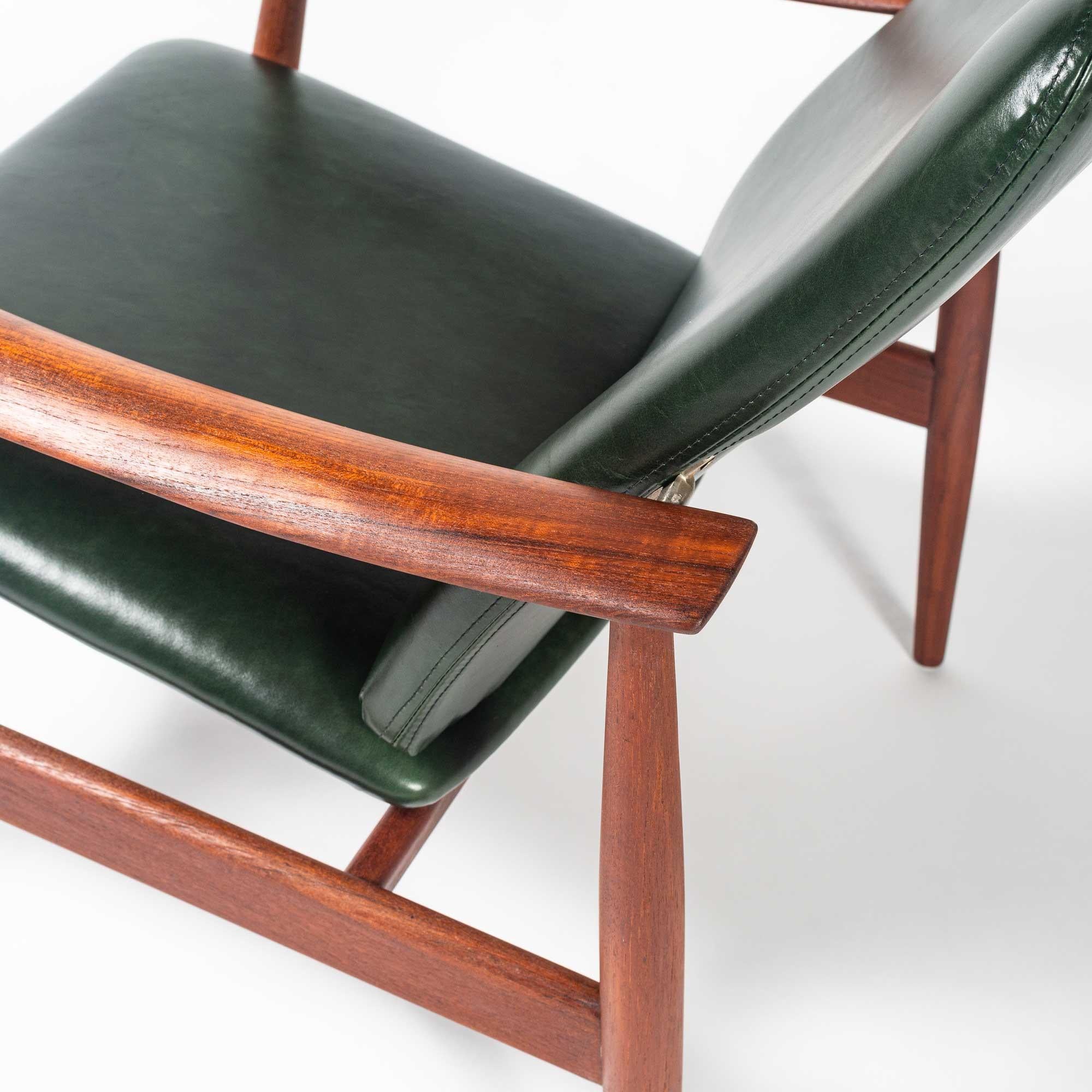 Finn Juhl For Frances & Son Easy Chair FD138 in Teak and Green Leather 1