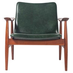 Finn Juhl For Frances & Son Easy Chair FD138 in Teak and Green Leather