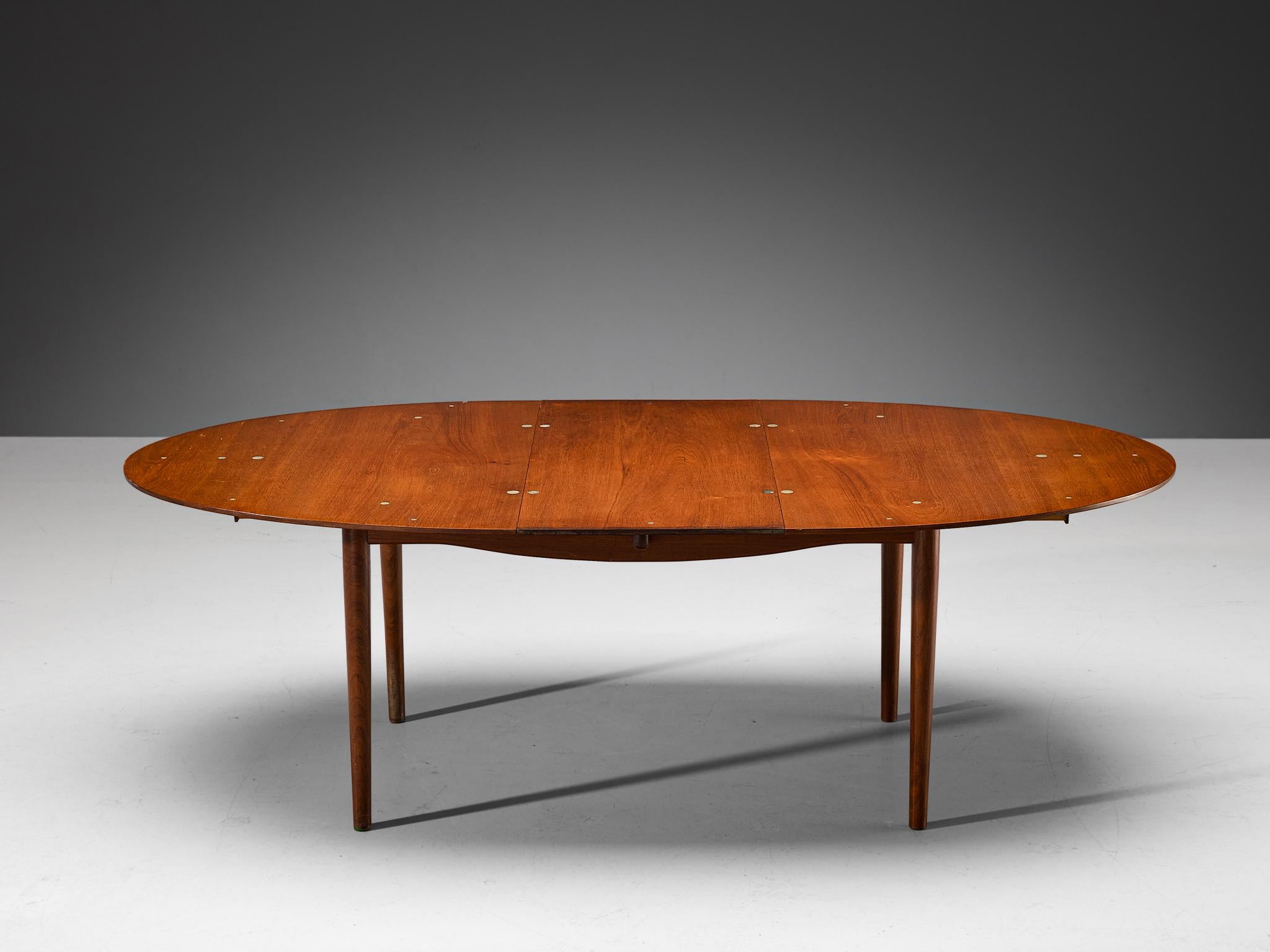 Finn Juhl for Niels Vodder Dining Table ‘Judas’ in Teak and Silver Inlay 4