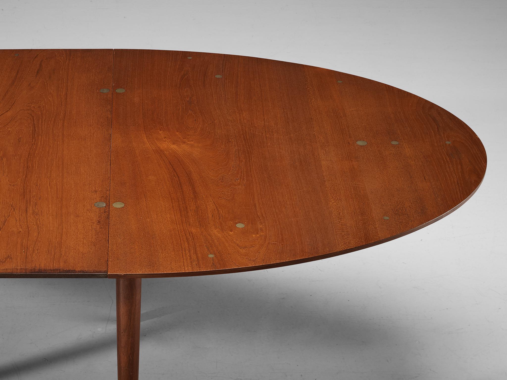 Scandinavian Modern Finn Juhl for Niels Vodder Dining Table ‘Judas’ in Teak and Silver Inlay