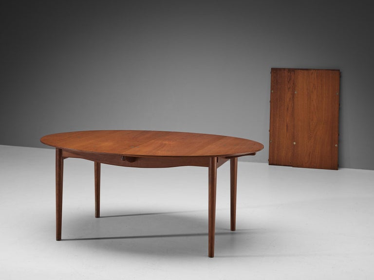 Danish Finn Juhl for Niels Vodder Dining Table ‘Judas’ in Teak and Silver Inlay For Sale