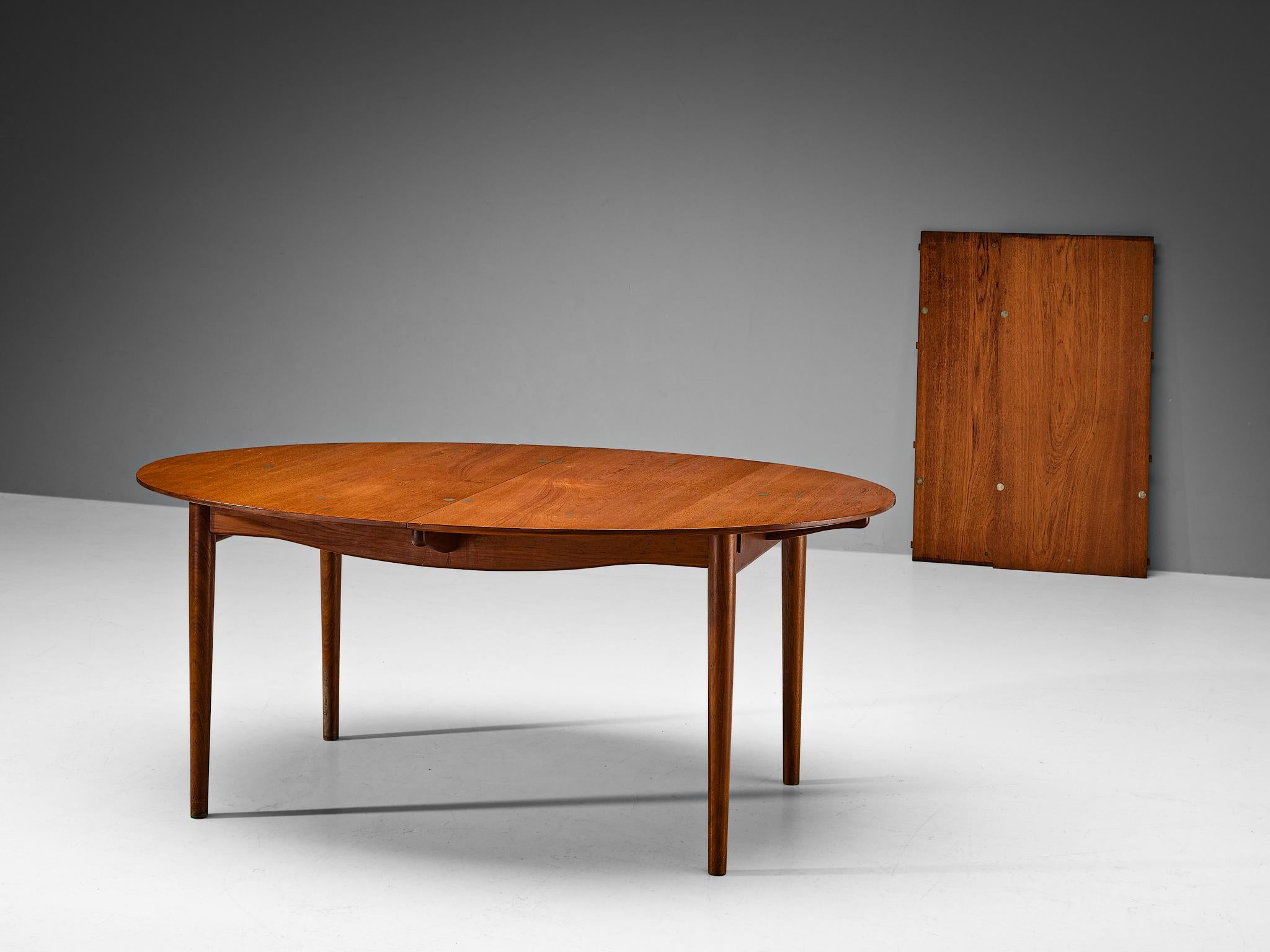 Scandinavian Modern Finn Juhl for Niels Vodder Dining Table ‘Judas’ in Teak and Silver Inlay