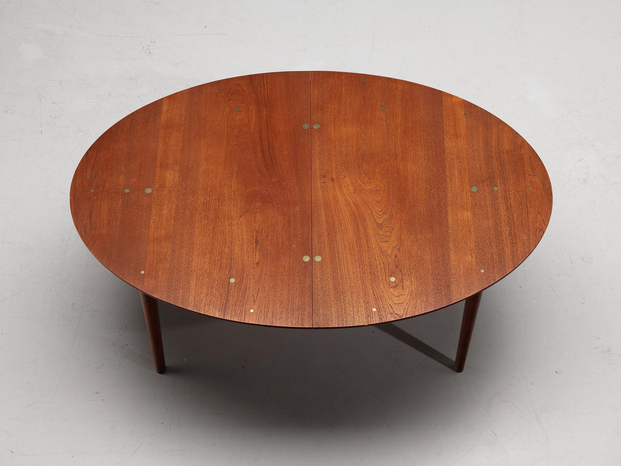 Danish Finn Juhl for Niels Vodder Dining Table ‘Judas’ in Teak and Silver Inlay