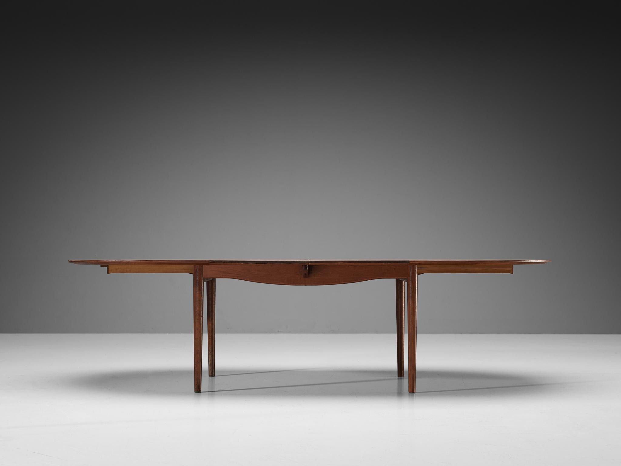 Mid-20th Century Finn Juhl for Niels Vodder Dining Table ‘Judas’ in Teak and Silver Inlay