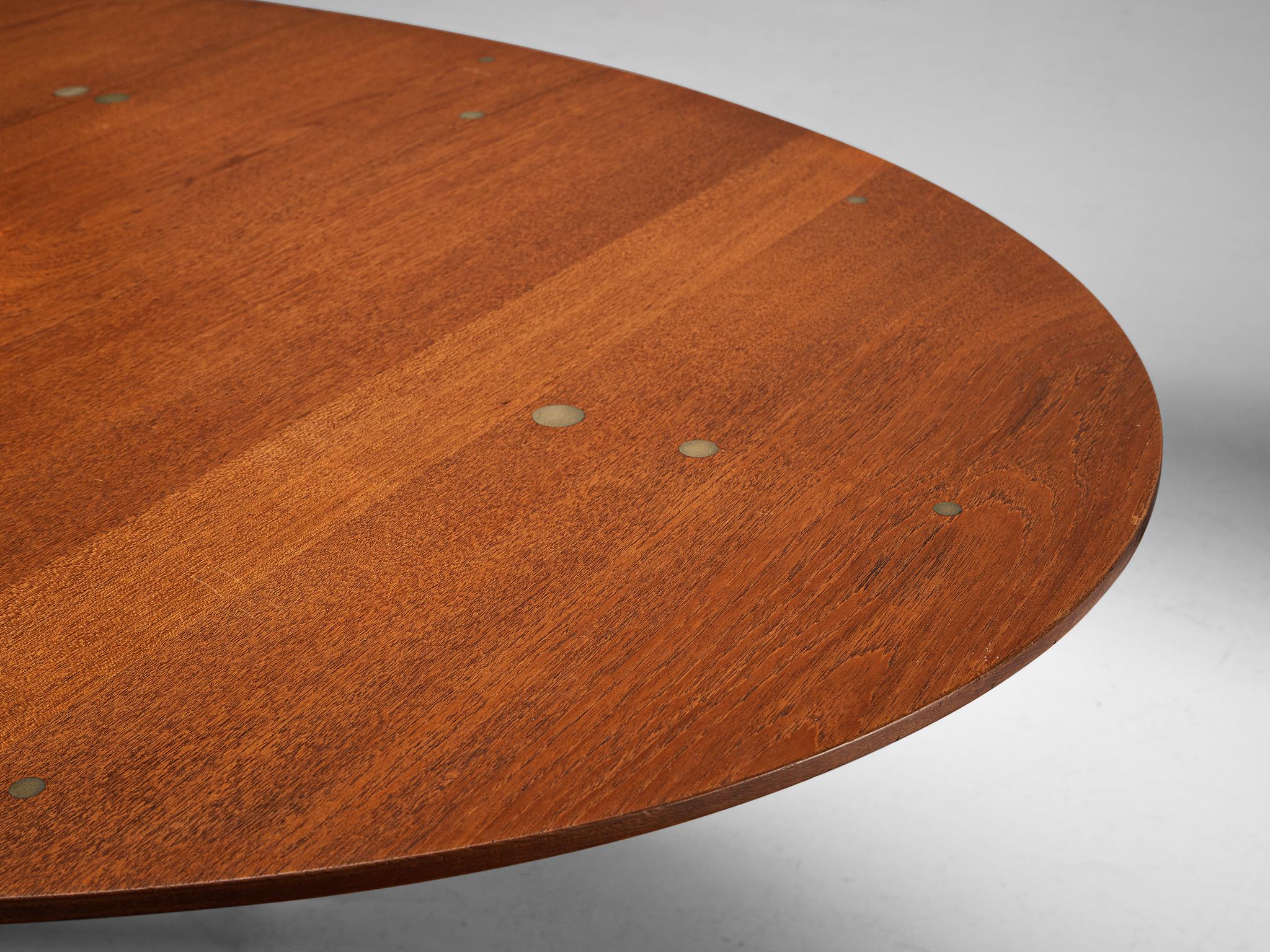 Finn Juhl for Niels Vodder Dining Table ‘Judas’ in Teak and Silver Inlay In Good Condition In Waalwijk, NL