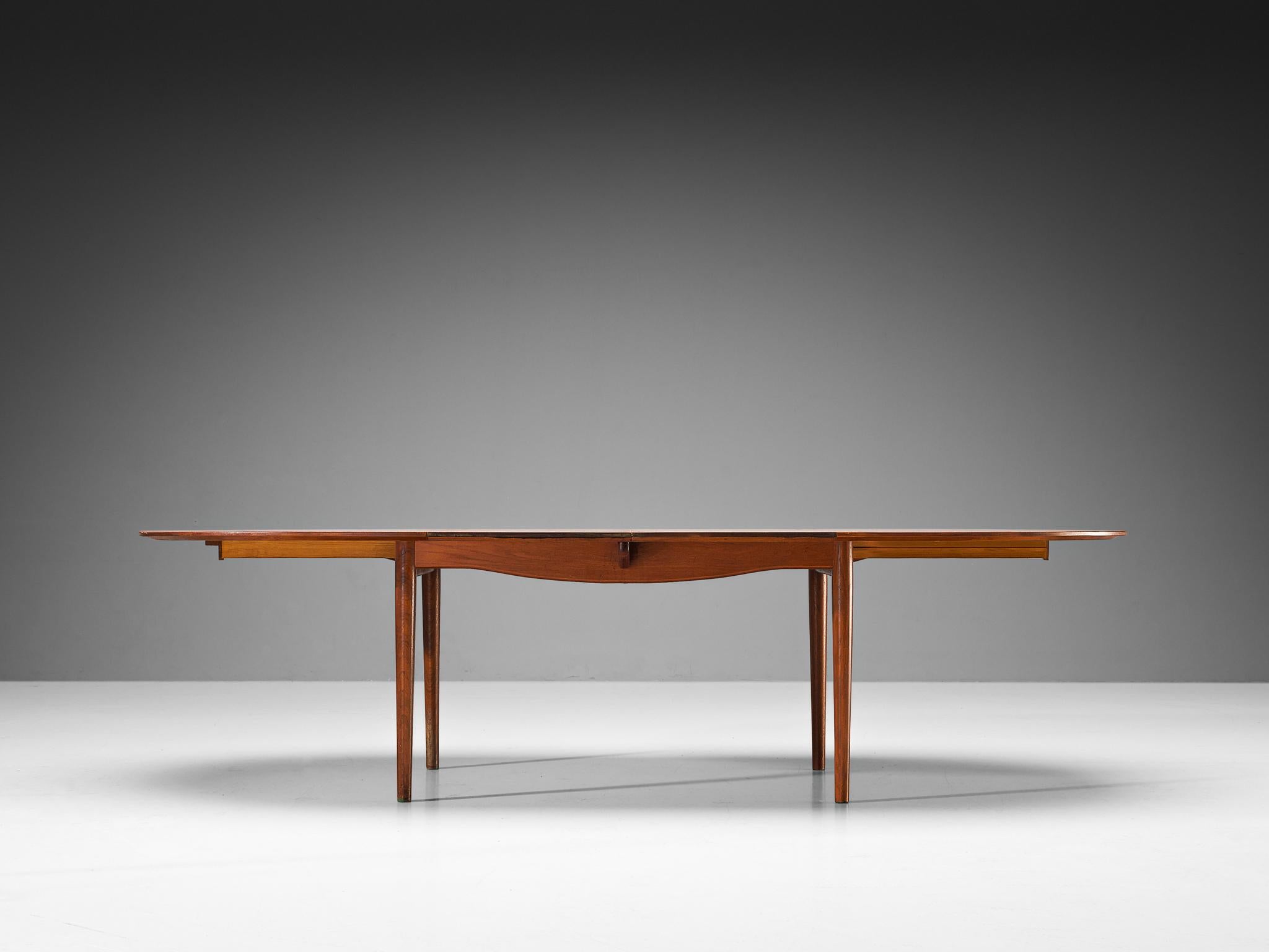 Mid-20th Century Finn Juhl for Niels Vodder Dining Table ‘Judas’ in Teak and Silver Inlay
