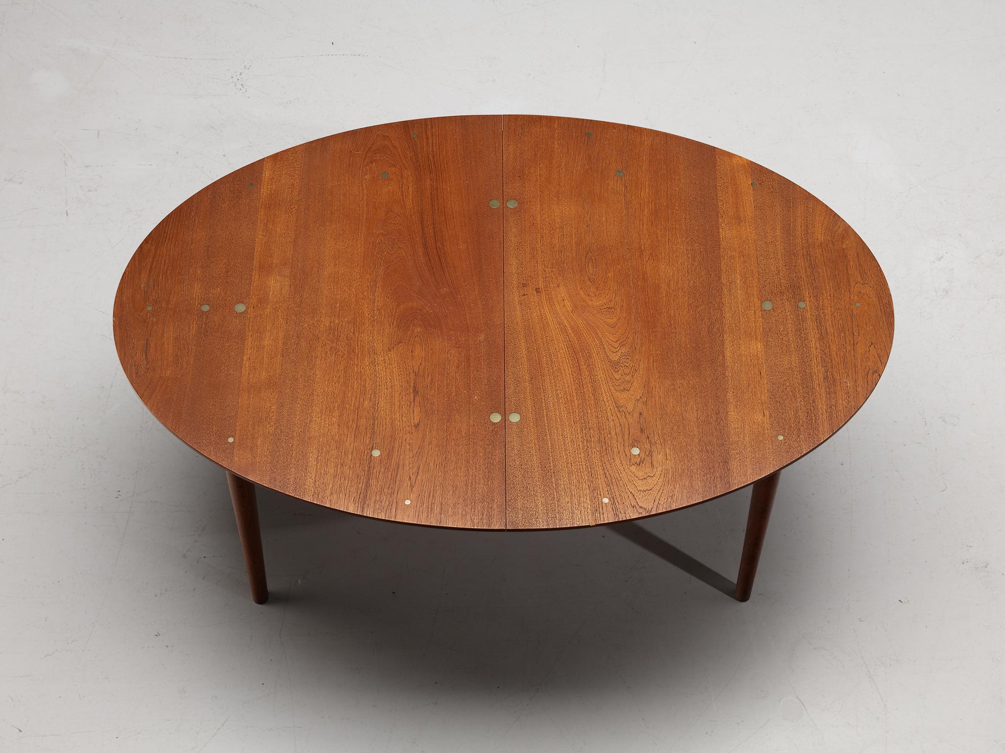 Mid-20th Century Finn Juhl for Niels Vodder Dining Table ‘Judas’ in Teak and Silver Inlay