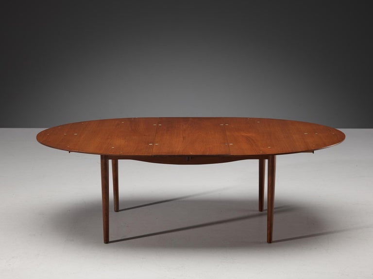 Finn Juhl for Niels Vodder Dining Table ‘Judas’ in Teak and Silver Inlay For Sale 3