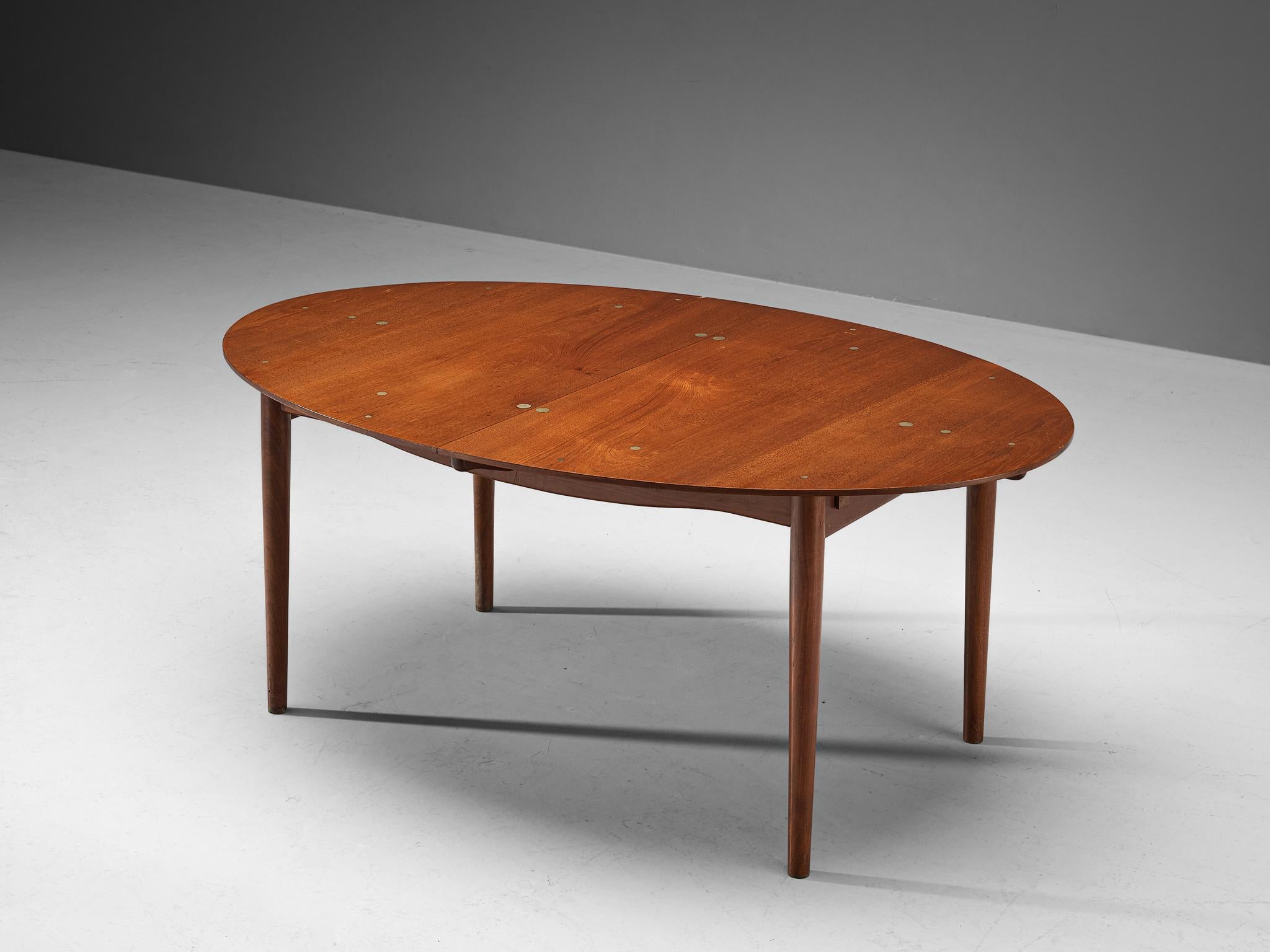 Finn Juhl for Niels Vodder Dining Table ‘Judas’ in Teak and Silver Inlay 2