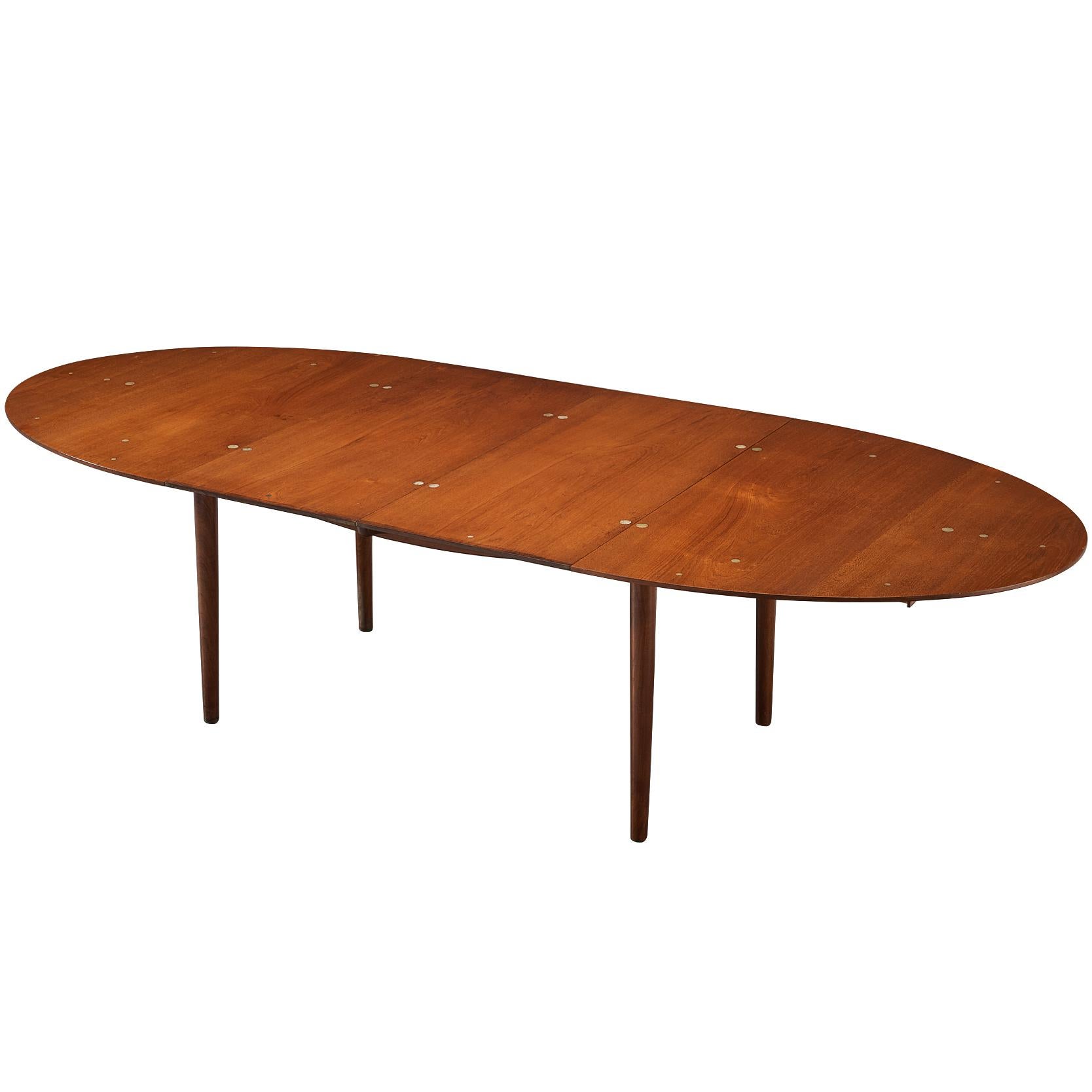 Finn Juhl for Niels Vodder Dining Table ‘Judas’ in Teak and Silver Inlay
