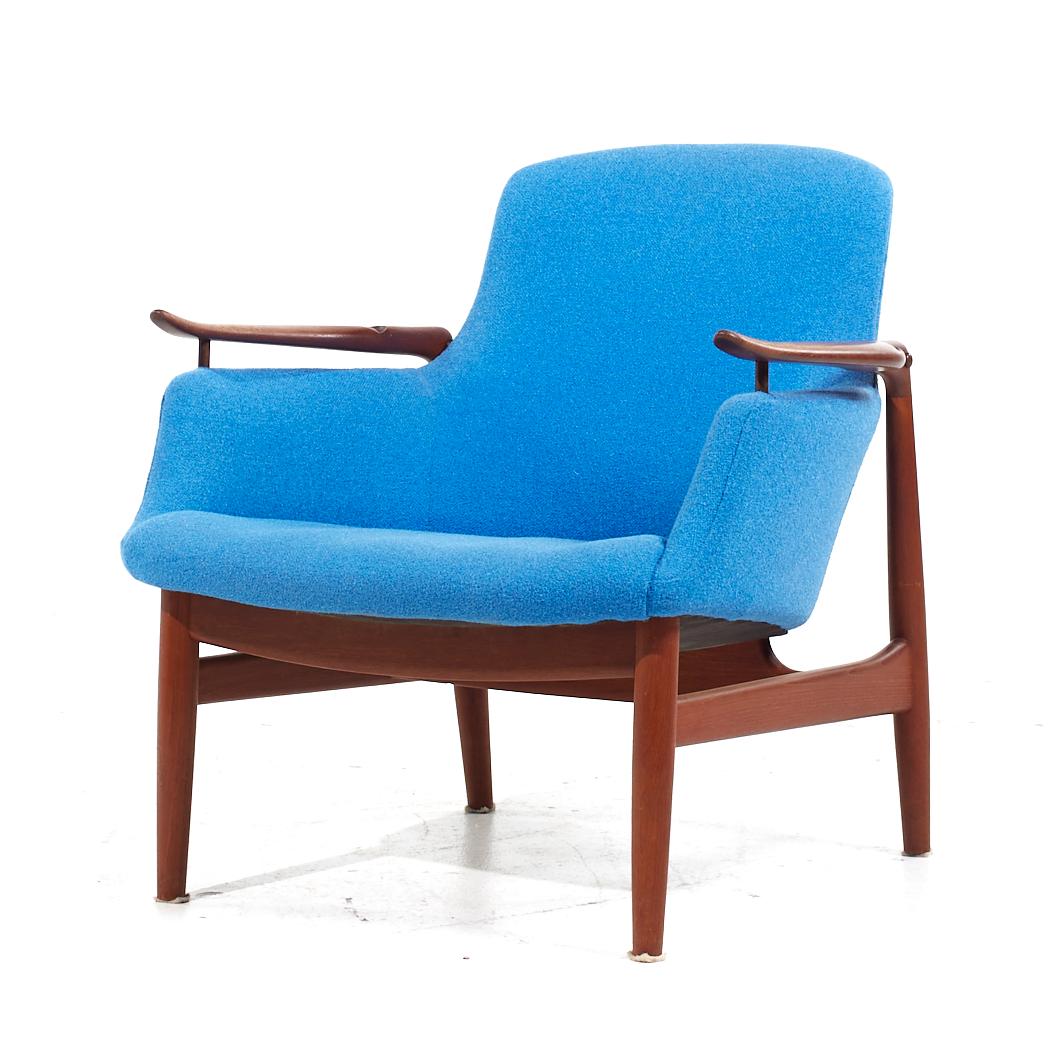 Late 20th Century Finn Juhl for Niels Vodder NV-53 Blue Chairs - Pair For Sale
