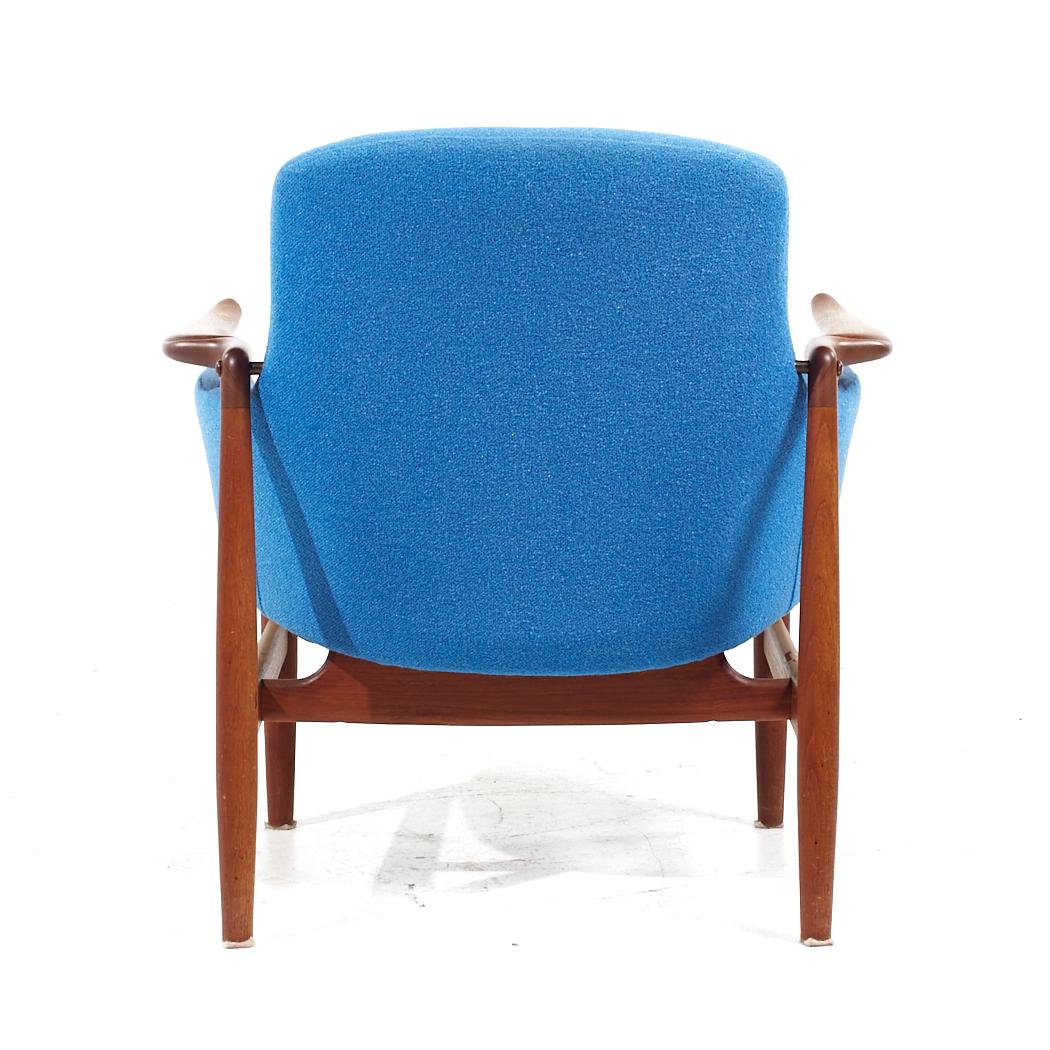 Finn Juhl for Niels Vodder NV-53 Blue Chairs - Pair For Sale 1