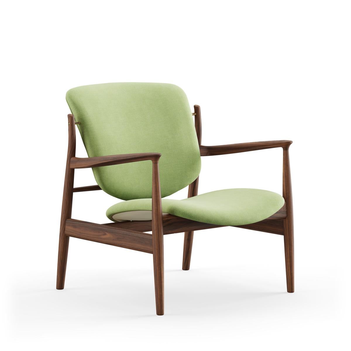 Finn Juhl France Chair in Wood and Blue Fabric 11