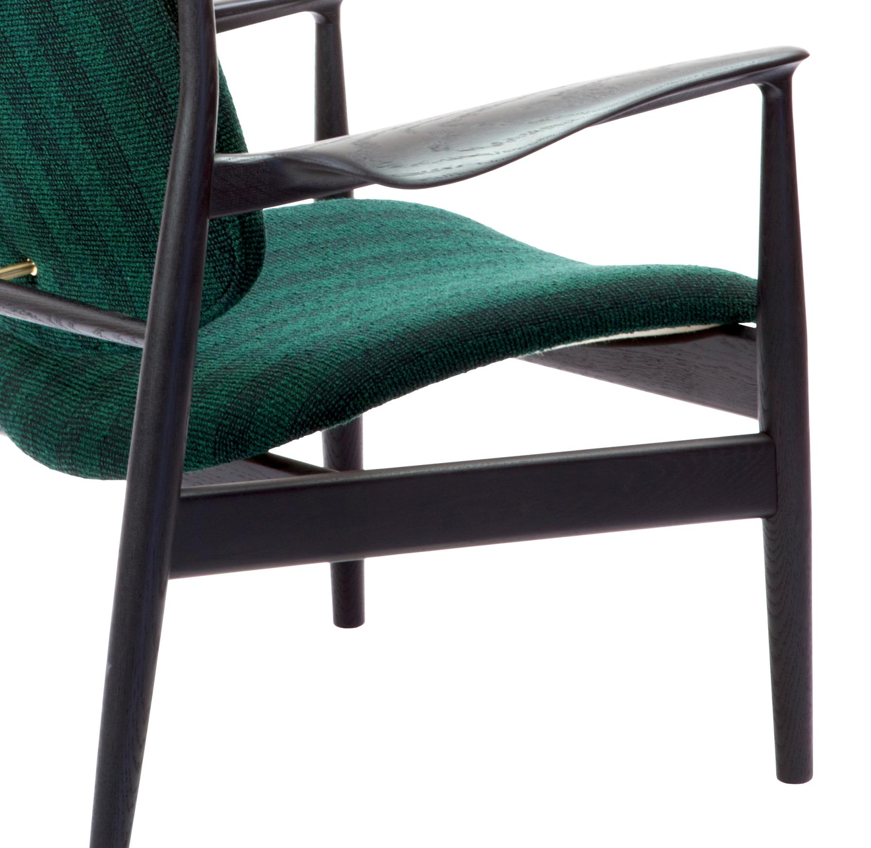 Scandinavian Modern Finn Juhl France Chair in Wood and Green Upholstery