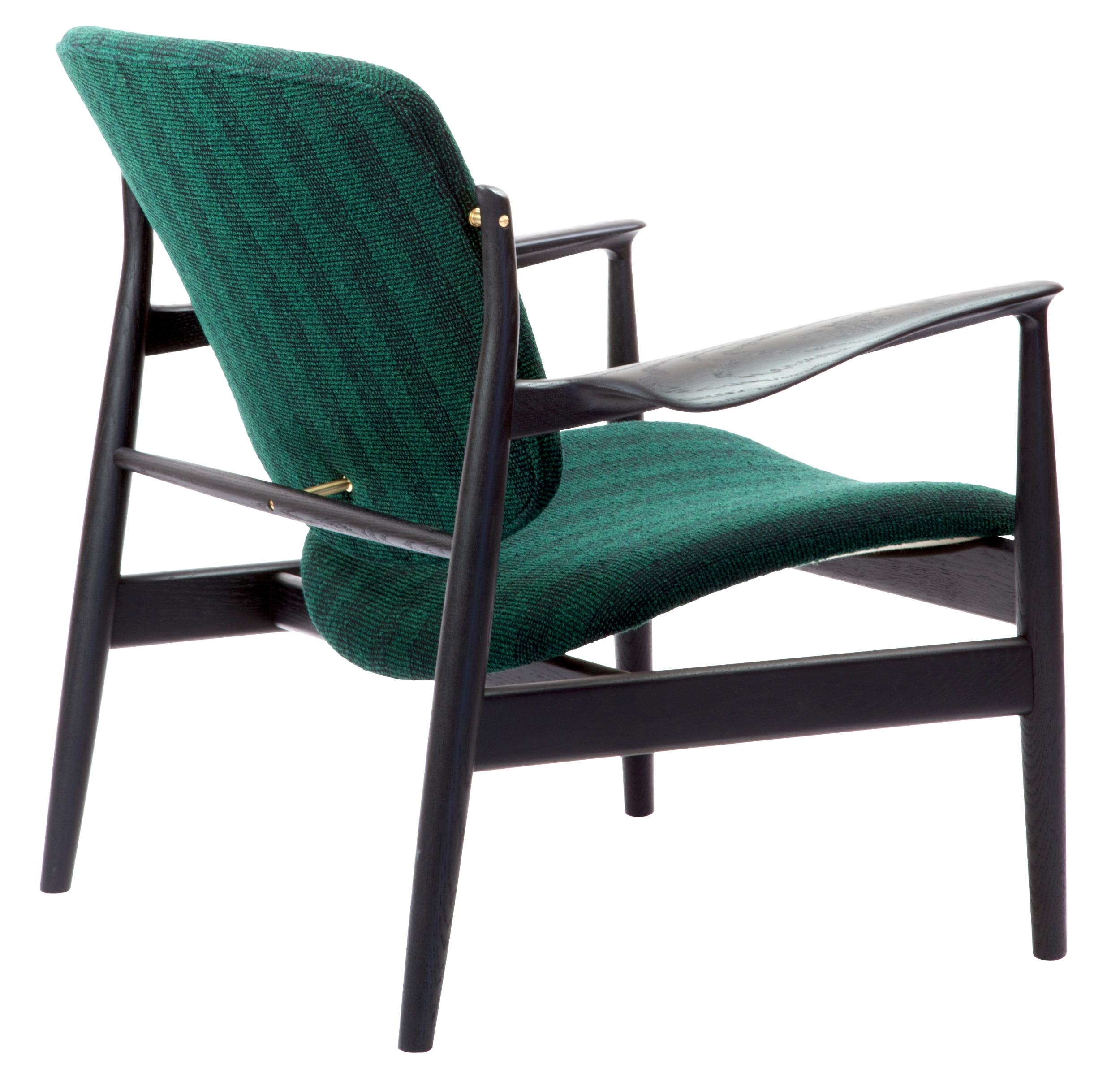 Danish Finn Juhl France Chair in Wood and Green Upholstery
