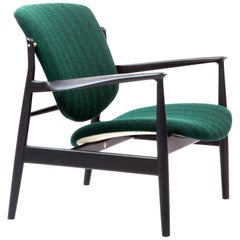 Finn Juhl France Chair in Wood and Green Upholstery