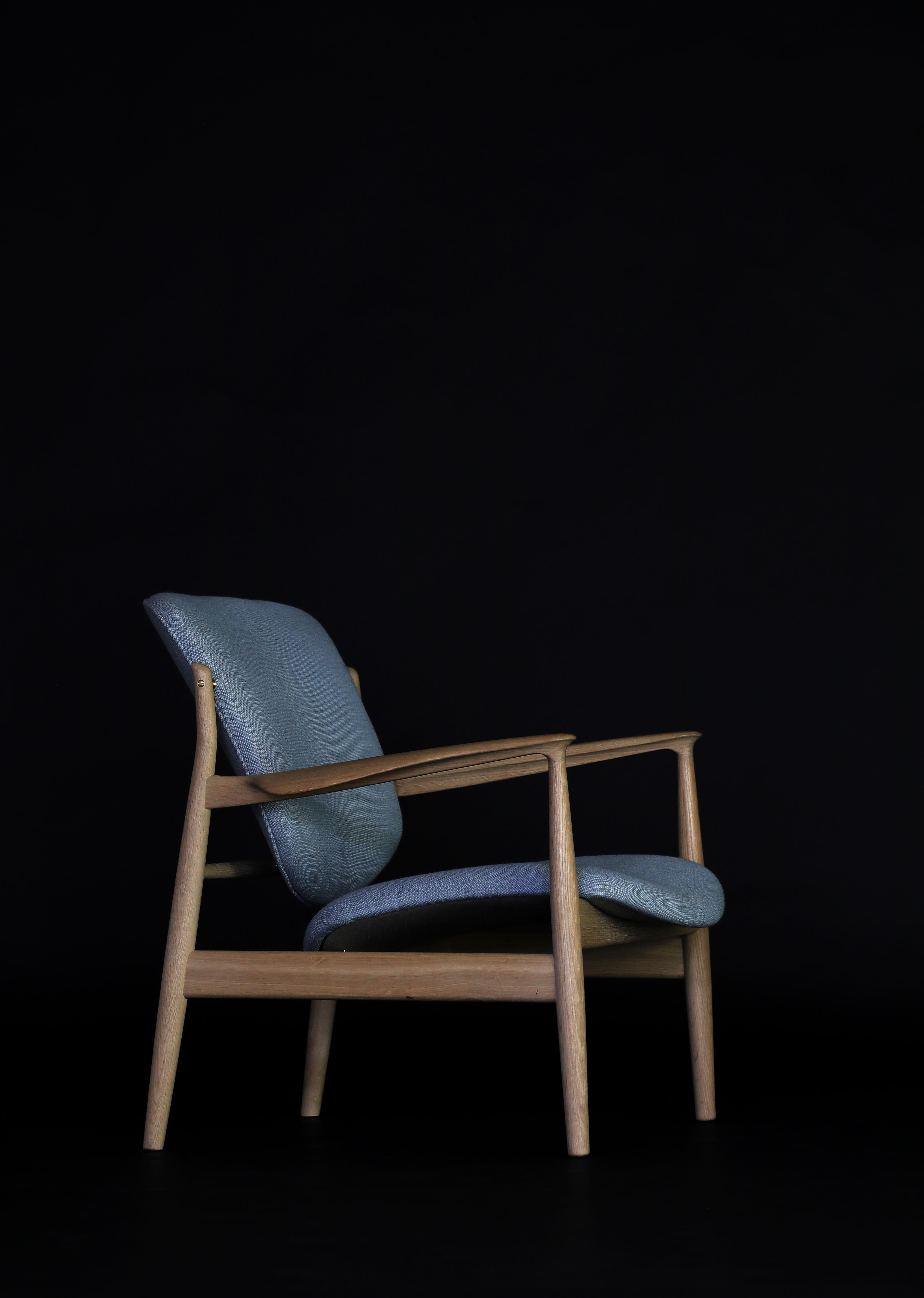 Scandinavian Modern Finn Juhl France Chair in Wood and Upholstery