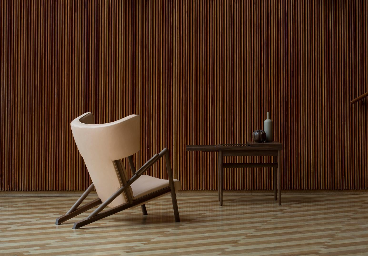 Danish Finn Juhl Grasshopper Armchair in Wood and Leather
