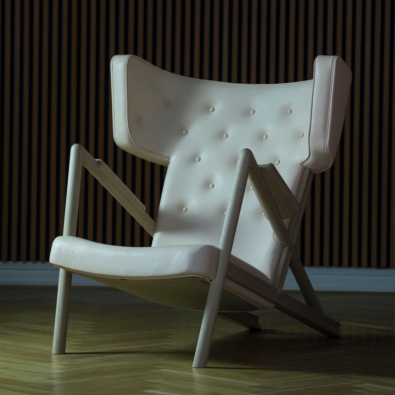 Danish Finn Juhl Grasshopper Armchair Wood and Fabric