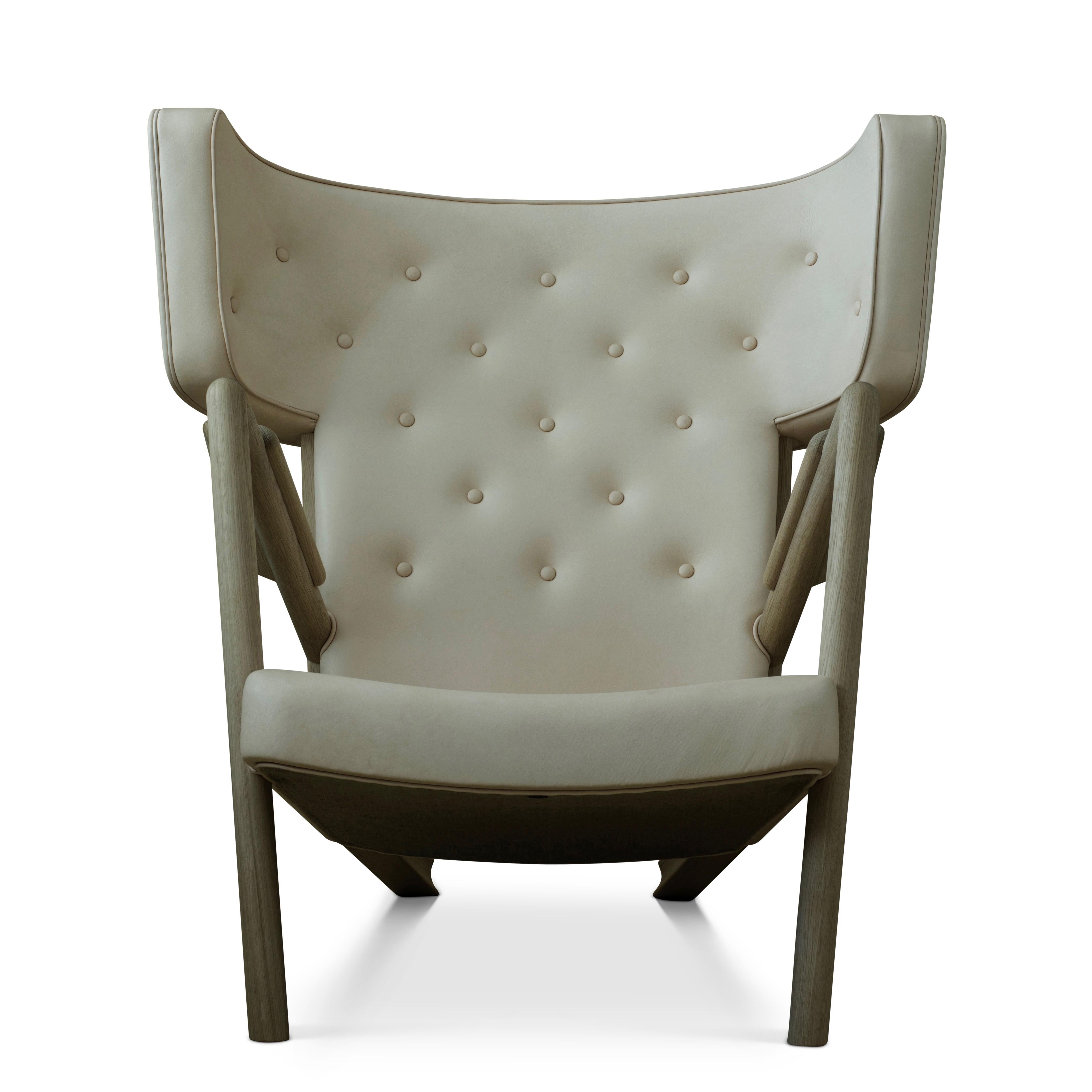 Danish Finn Juhl Grasshopper Armchair, Wood and Leather