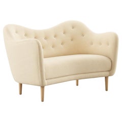 Finn Juhl Grey 46 Sofa Couch Wood and Beige Fabric
