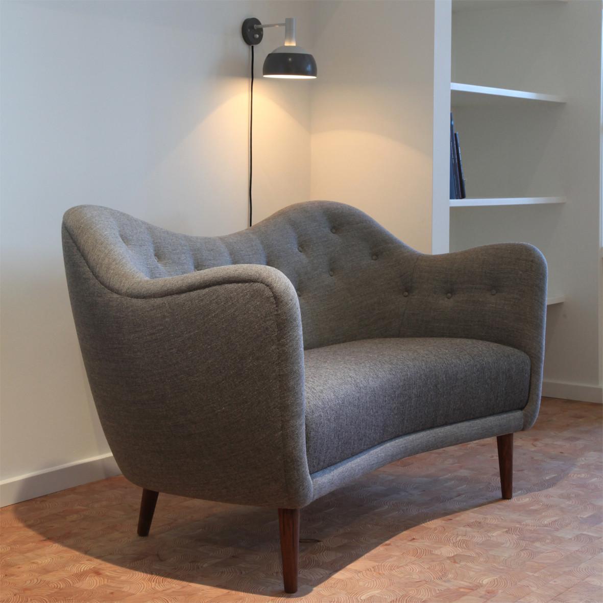 Finn Juhl Grey 46 Sofa Couch Wood and Fabric 1
