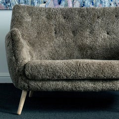 Finn Juhl Grey 46 Sofa Oak Sheepskin Sahara