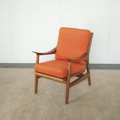 Mid-Century Modern Walnut Armchair in Fabric, Finn Juhl Style, 1968