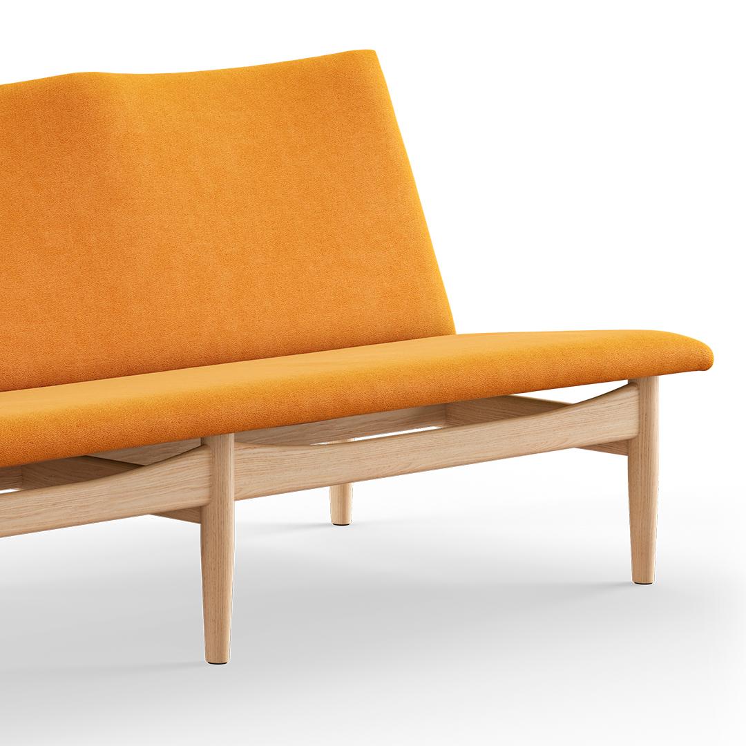 Danish Finn Juhl Japan Series Sofa, Wood and Fabric