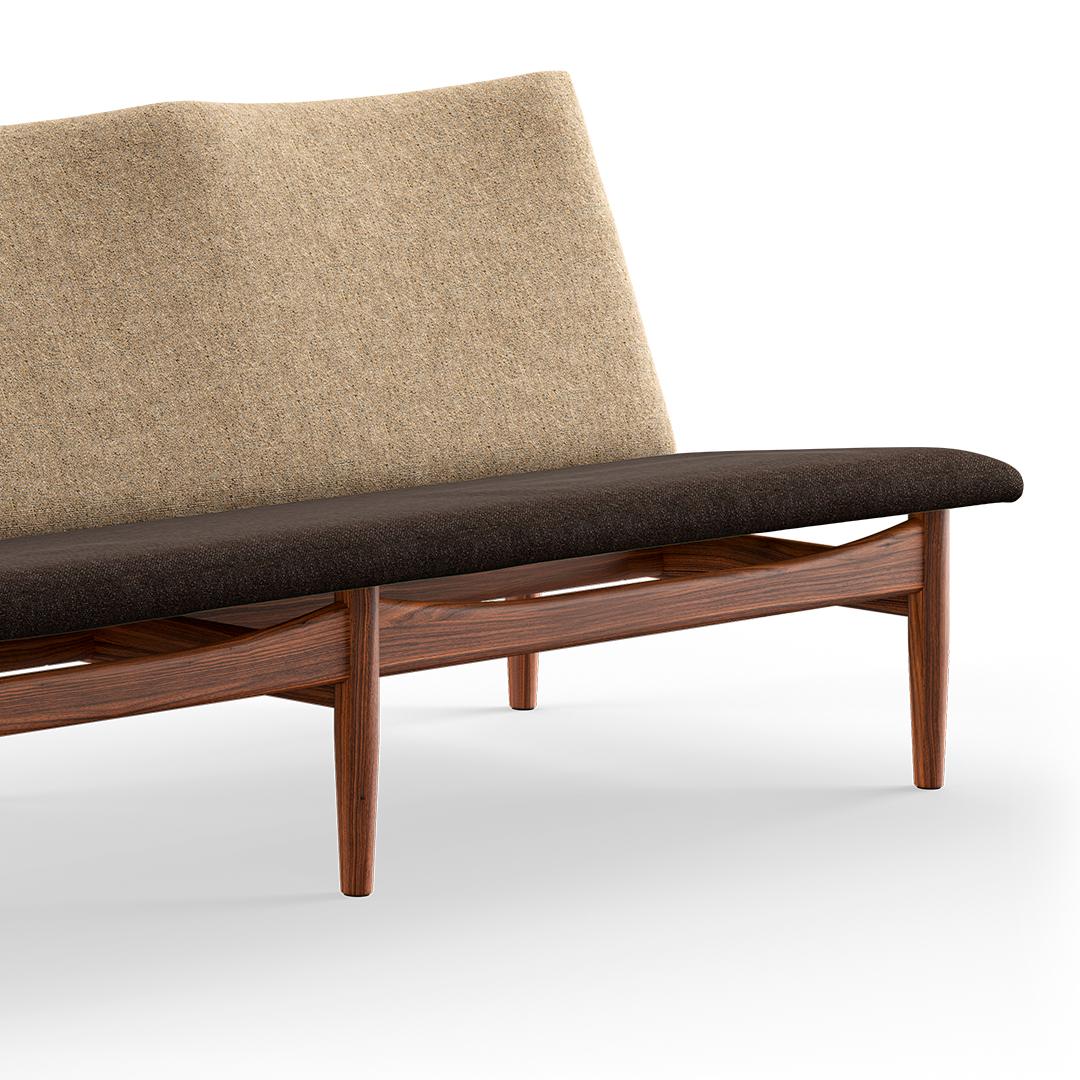 Danish Finn Juhl Japan Series Sofa, Wood and Fabric