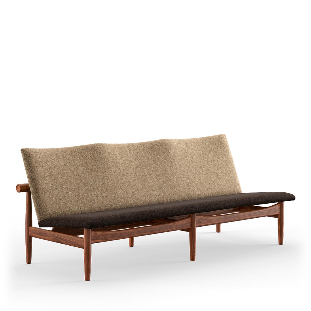 Finn Juhl Japan Series Sofa, Wood and Fabric In New Condition In Barcelona, Barcelona