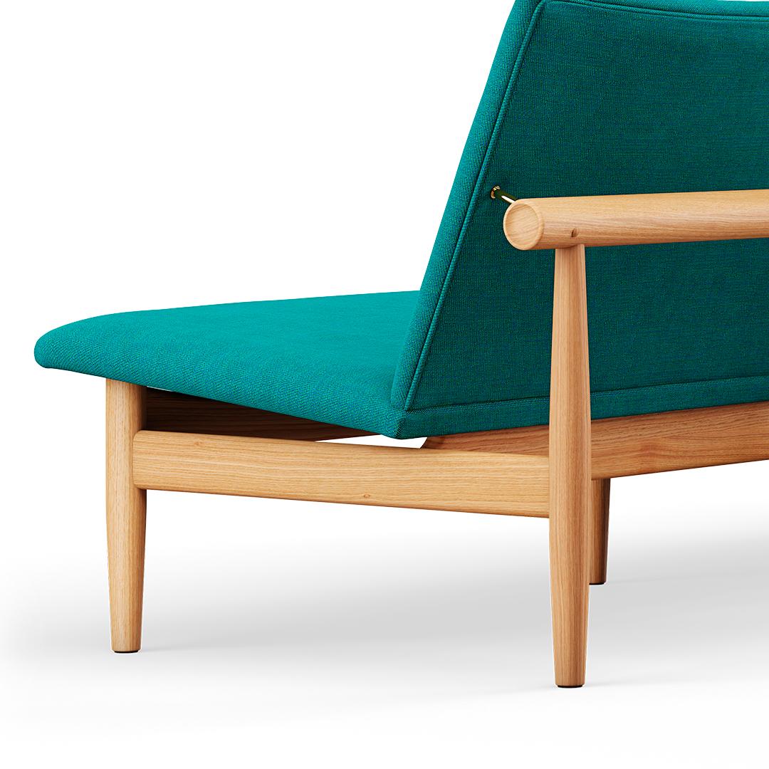 Contemporary Finn Juhl Japan Series Sofa, Wood and Fabric