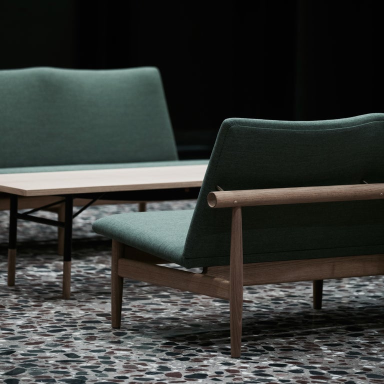 Danish Finn Juhl Japan Series Three Seaters Sofa, Wood and Kvadrat Canvas Fabric For Sale
