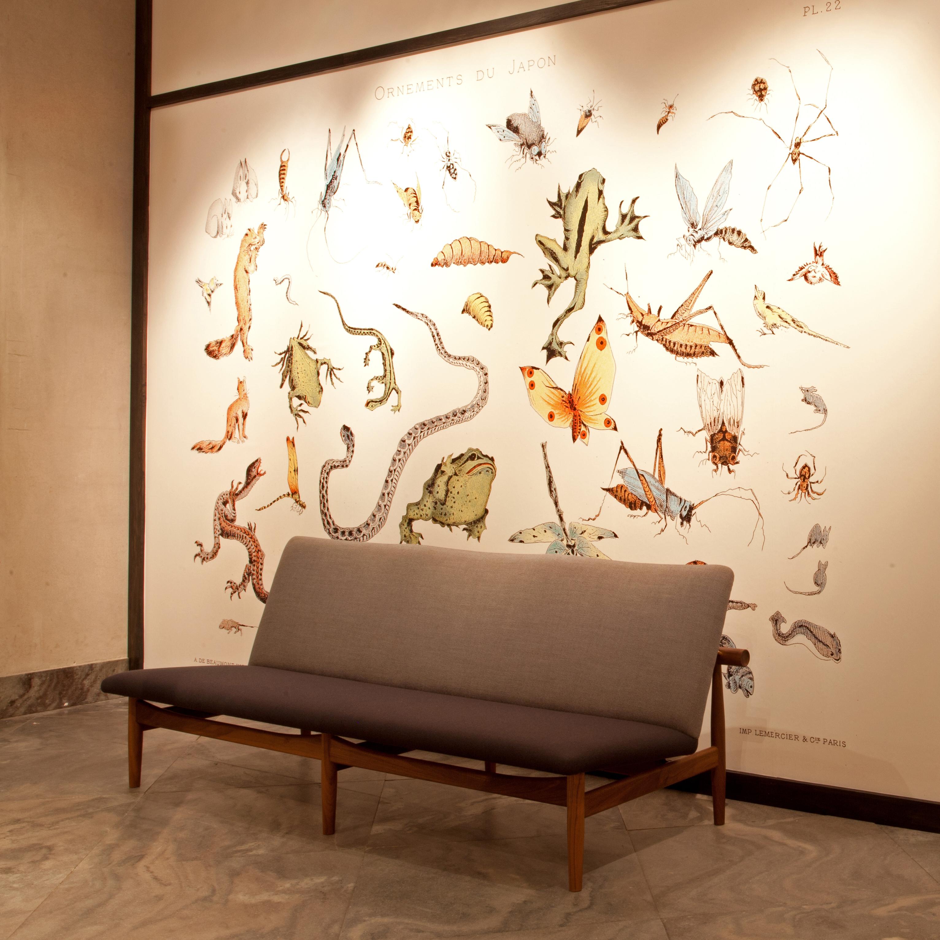 Finn Juhl Japan Series Three Seaters Sofa, Wood and Kvadrat Canvas Fabric 1