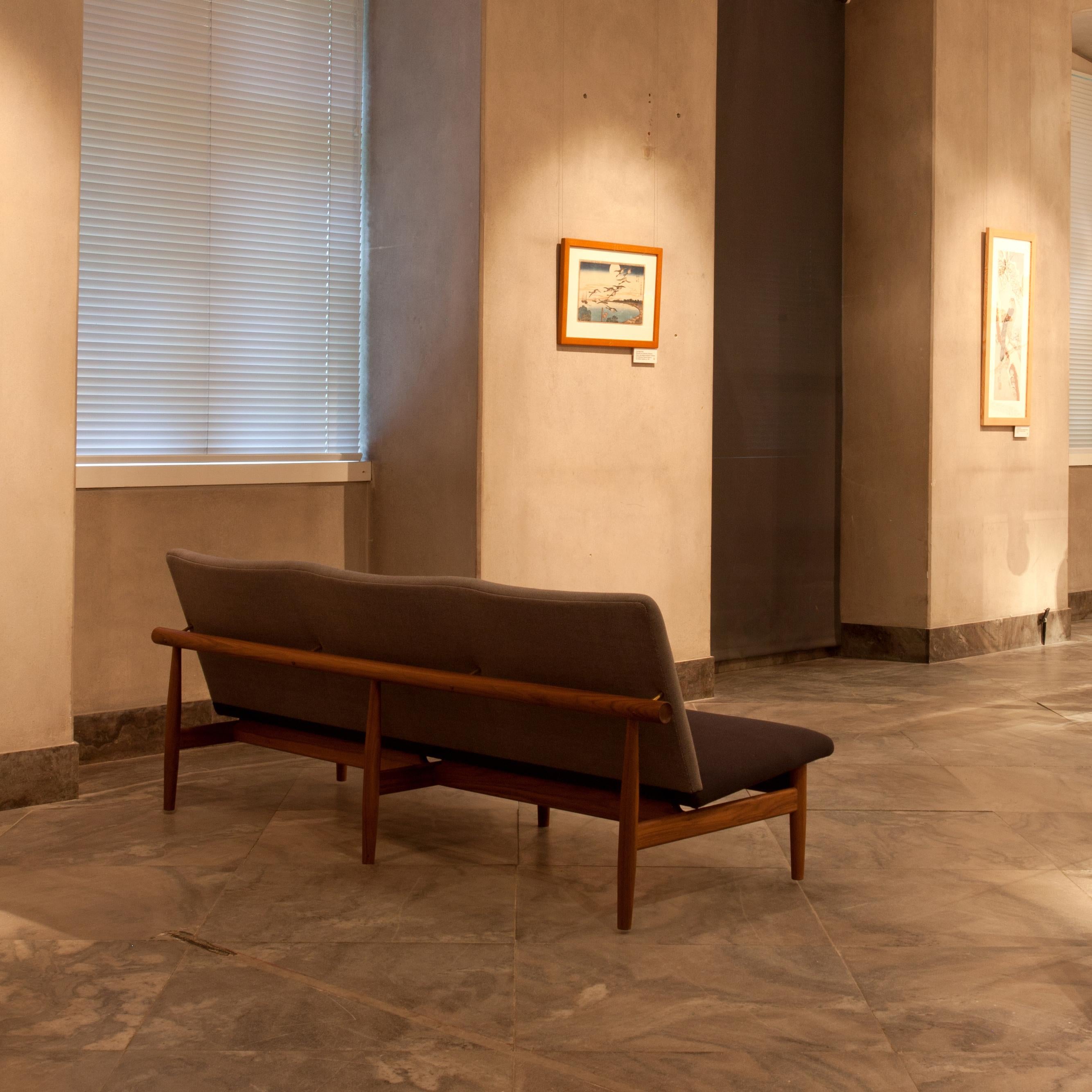 Finn Juhl Japan Series Three Seaters Sofa, Wood and Kvadrat Canvas Fabric 2
