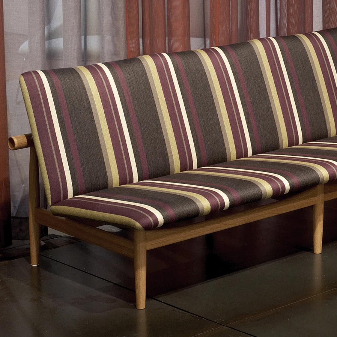Mid-Century Modern Finn Juhl Japan Series Three-Seaterss Sofa, Wood and Special Kjellerup Fabric