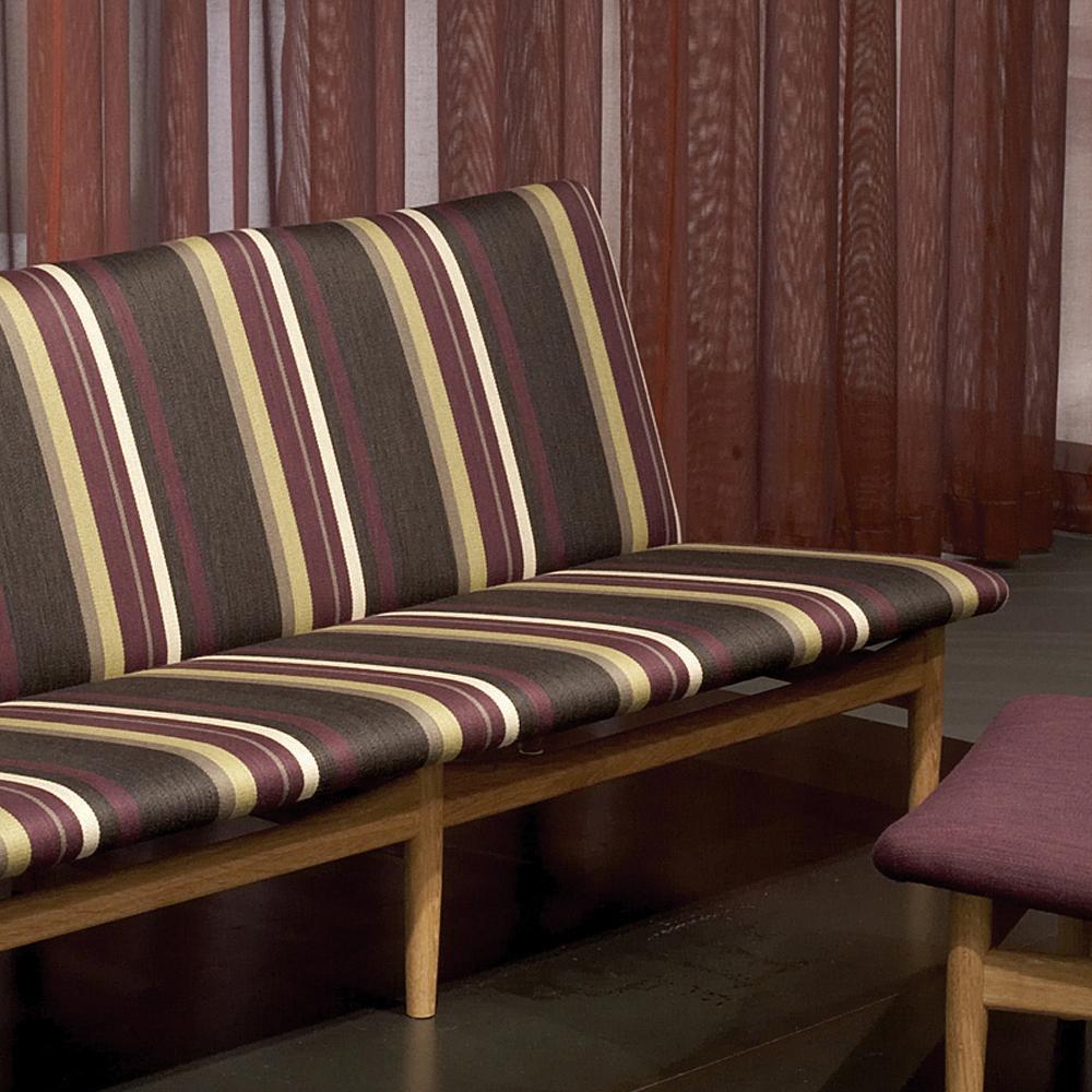 Danish Finn Juhl Japan Series Three-Seaterss Sofa, Wood and Special Kjellerup Fabric