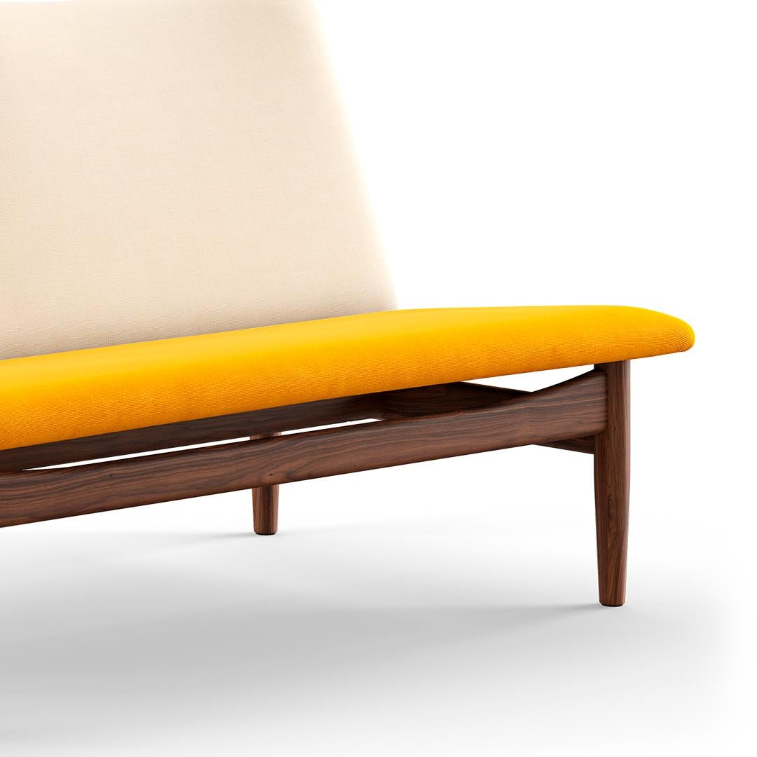 Mid-Century Modern Finn Juhl Japan Series Two-Seaters Sofa, Wood and Fabric