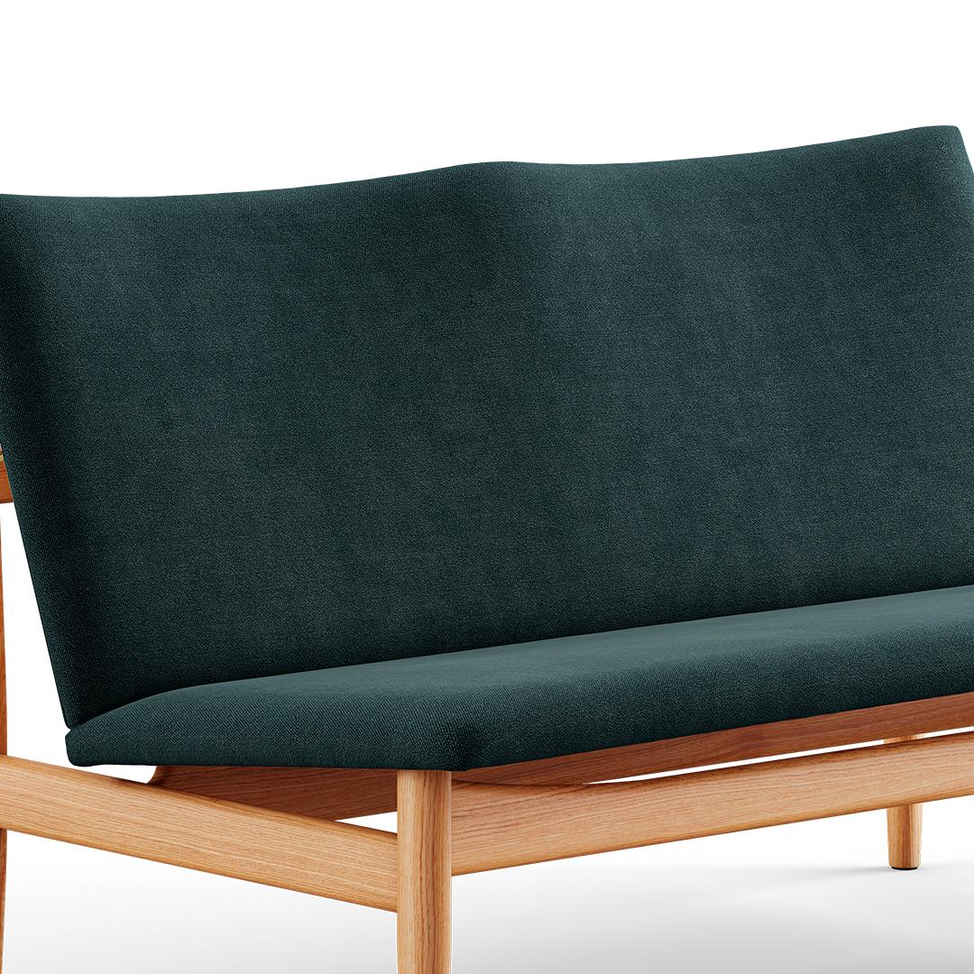 Mid-Century Modern Finn Juhl Japan Series Two-Seaters Sofa, Wood and Fabric