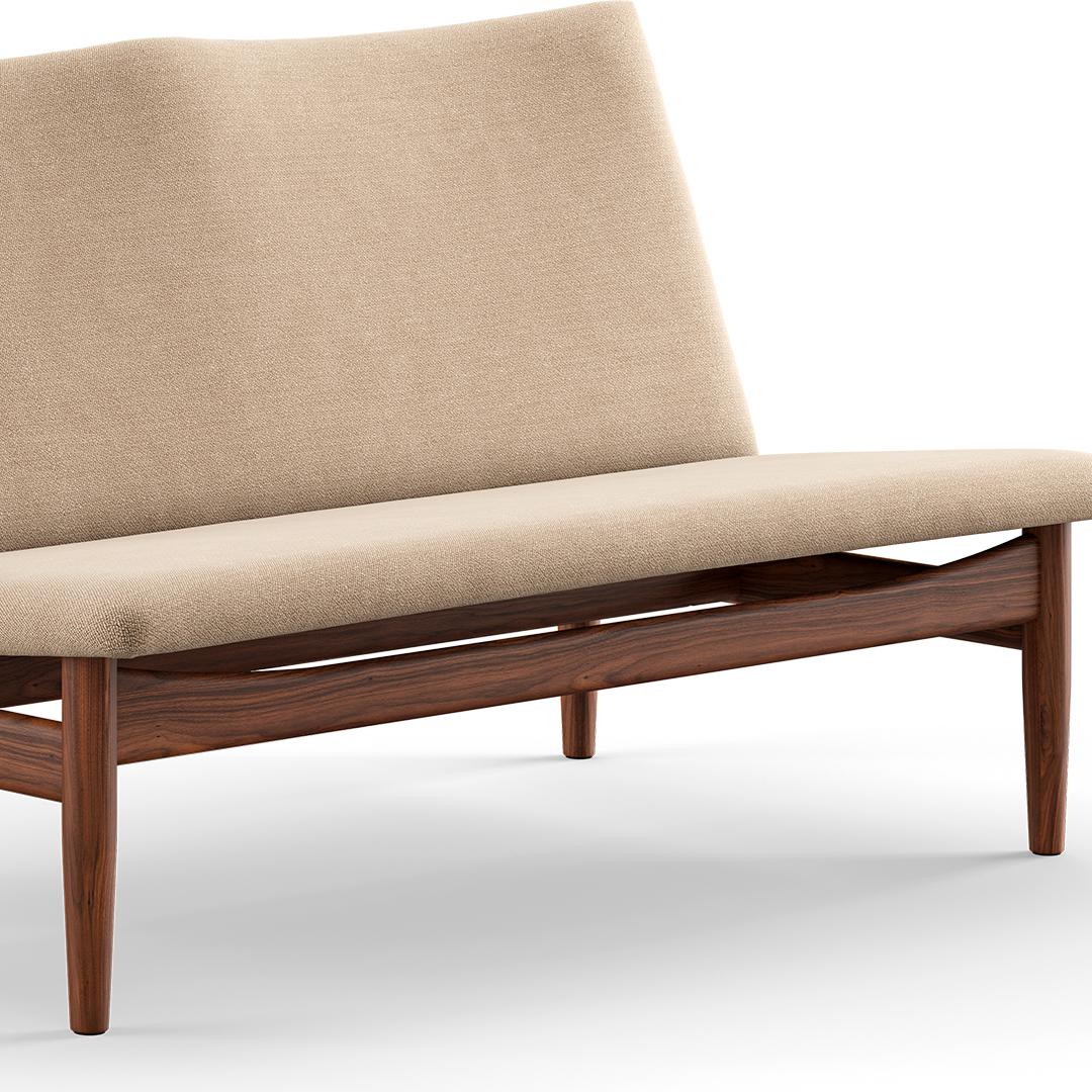 Danish Finn Juhl Japan Series Two-Seaters Sofa, Wood and Fabric
