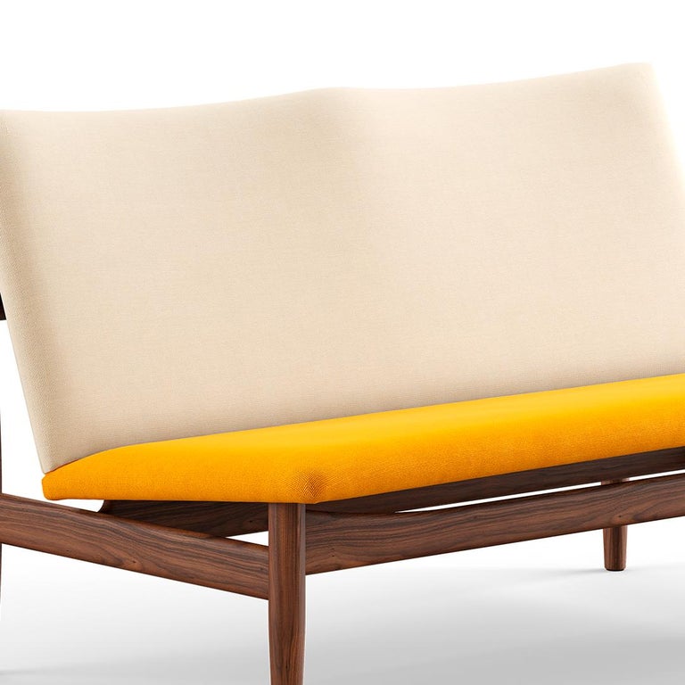 Danish Finn Juhl Japan Series Two-Seaters Sofa, Wood and Fabric For Sale